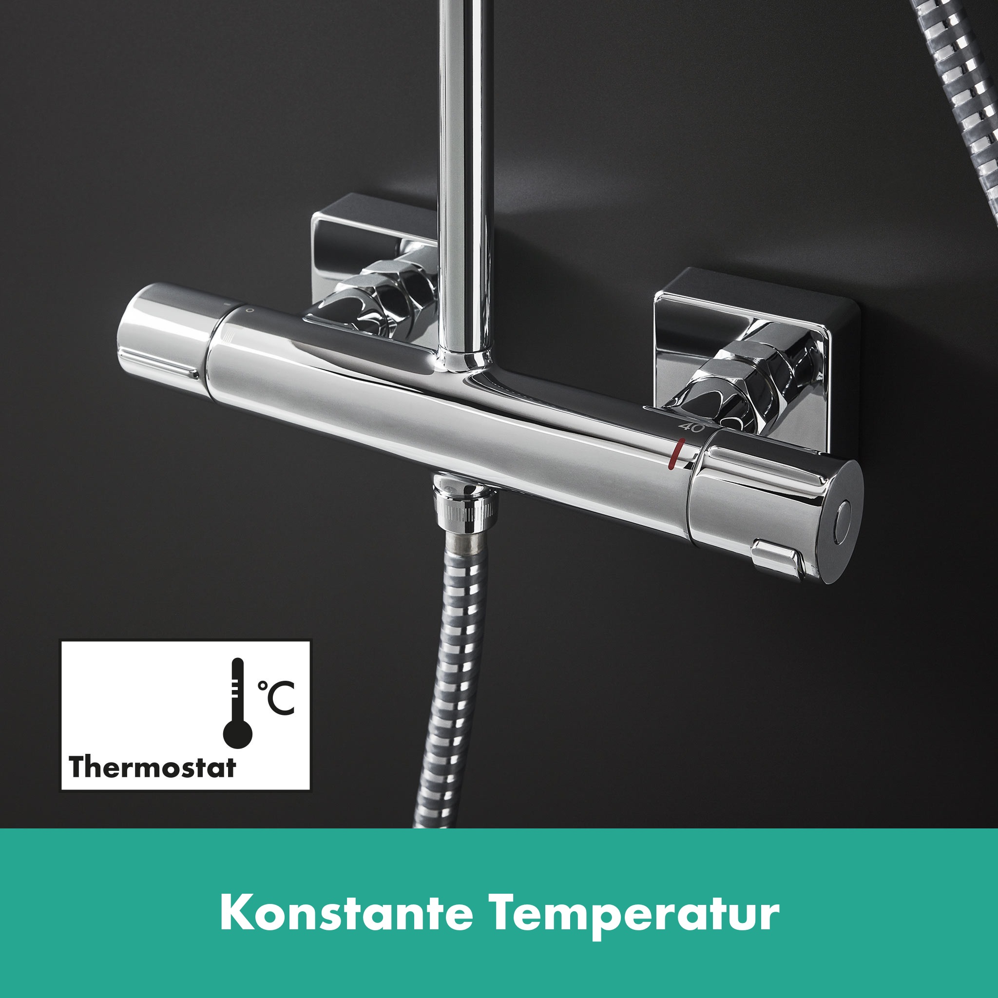 hansgrohe Duschsystem, (Komplett-Set), 23cm, mit Thermostat
