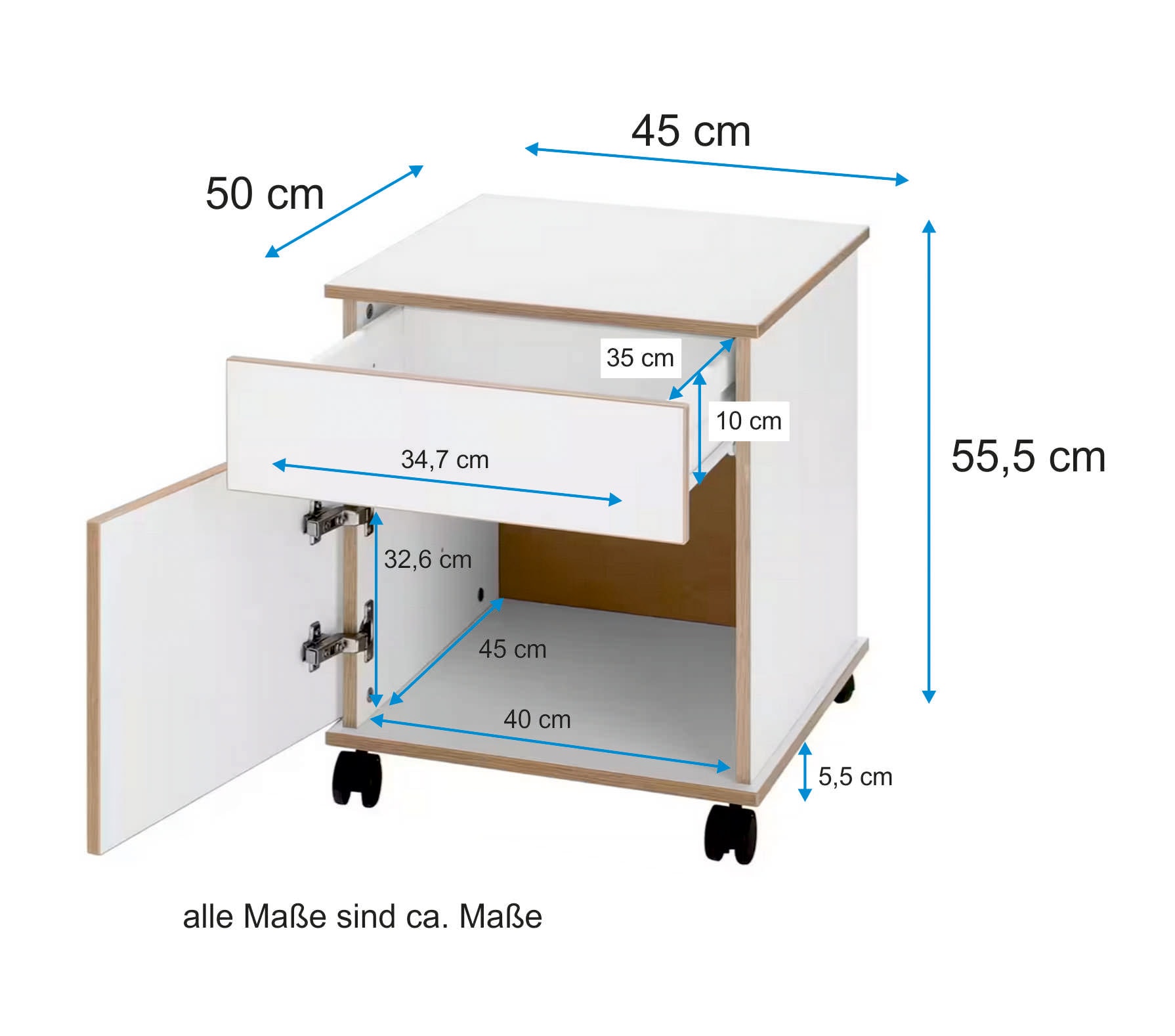 VOGL Möbelfabrik Rollcontainer »Trelle«, Türen mit Soft-Close, Grifflose Optik