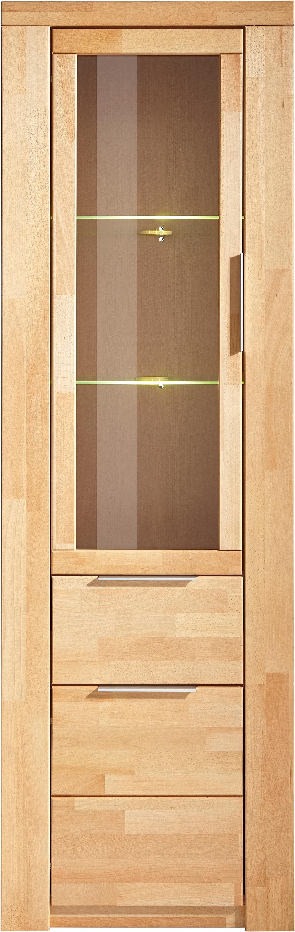 Thumbnail - OTTO home Vitrine "ZARA75, 2 Glasboden variabel, Türen L/R, 1 Schublade, Wohnzimmer" B/T/H:60/40/190cm,Front massivholz,...