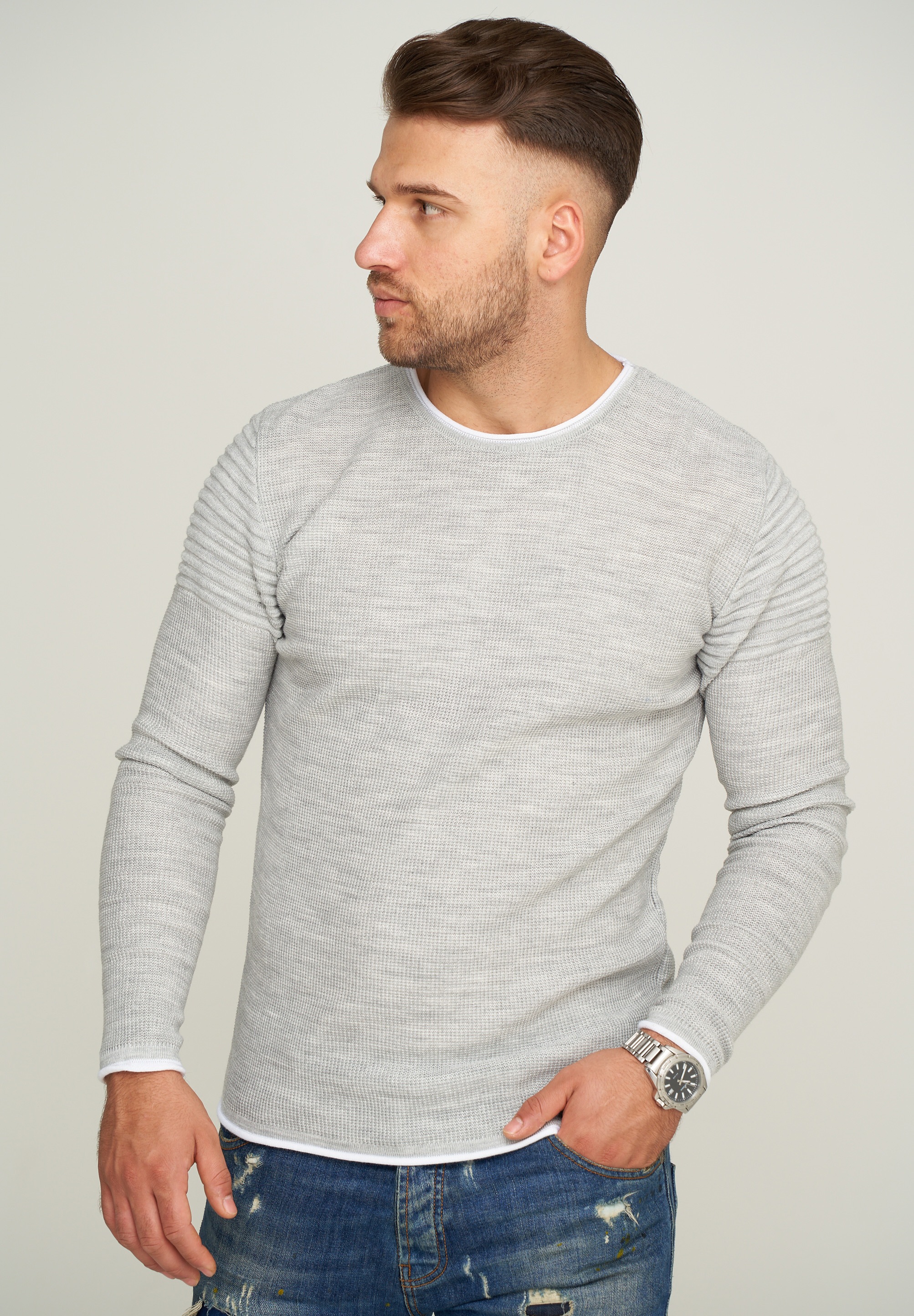 behype Strickpullover "MKLAYER57", in trendiger Layer-Optik günstig online kaufen