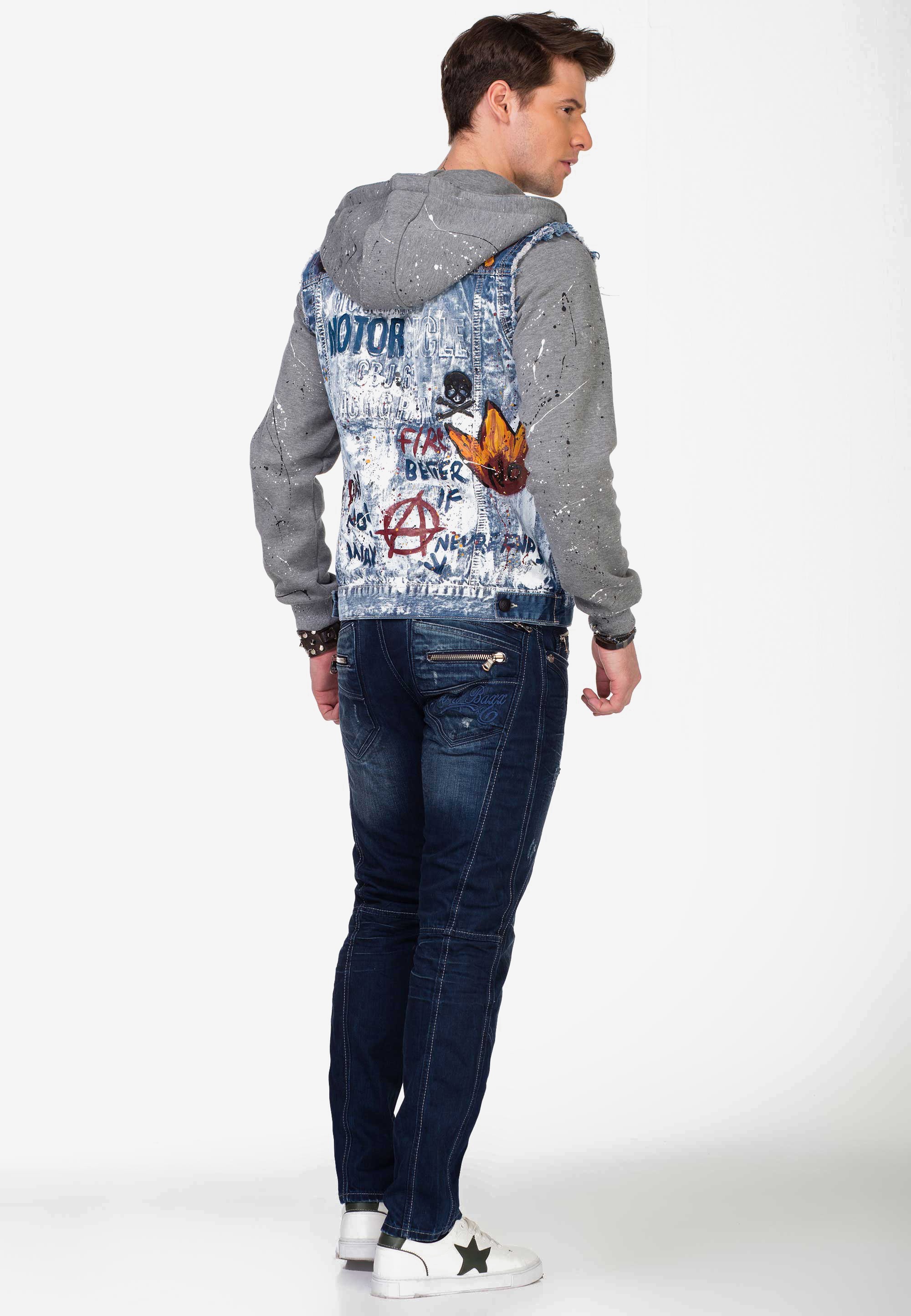 Cipo & Baxx Jeansjacke, mit Sweat-Elementen