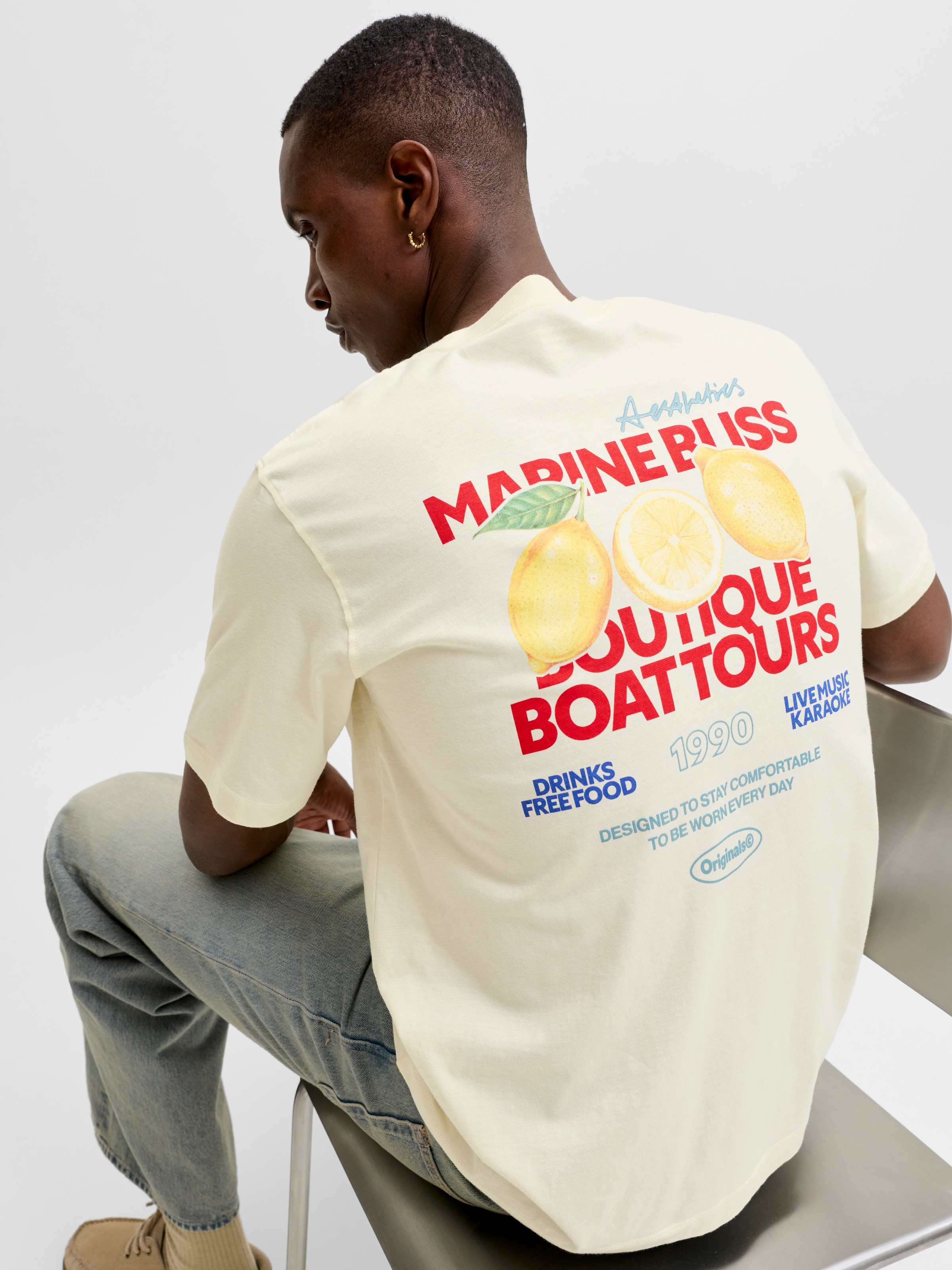 Jack & Jones T-Shirt "JORRIVIERA VINTAGE POSTER BACK TEE SS CN" mit Print