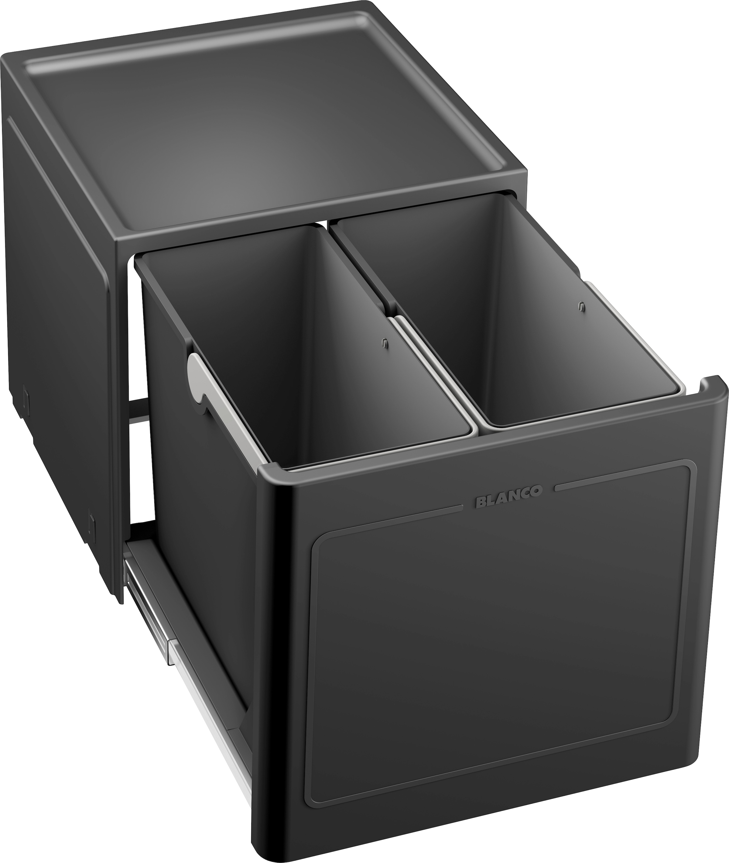 Mülltrennsystem BLANCO, B:40cm H:35cm T:41cm, schwarz, Kunststoff, Küche, Mülleimer, "Botton Pro 45/3", Automatic, Kunststoff, 60 mm Untermass