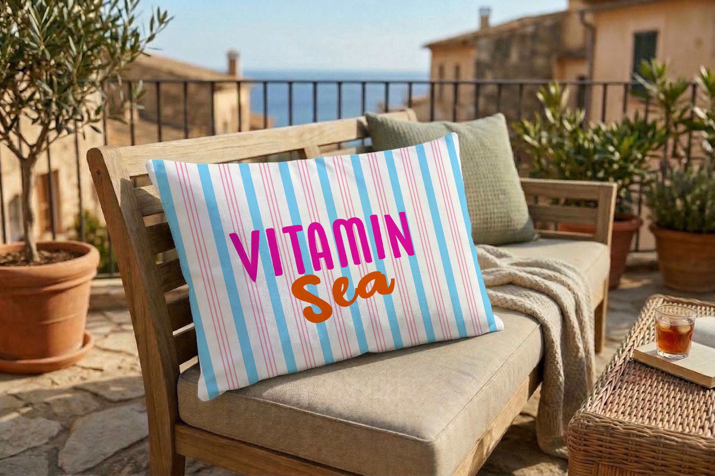 queence Dekokissen »Vitamin Sea« Premium Outdoor Kissenbezug; Format: 60x40 cm