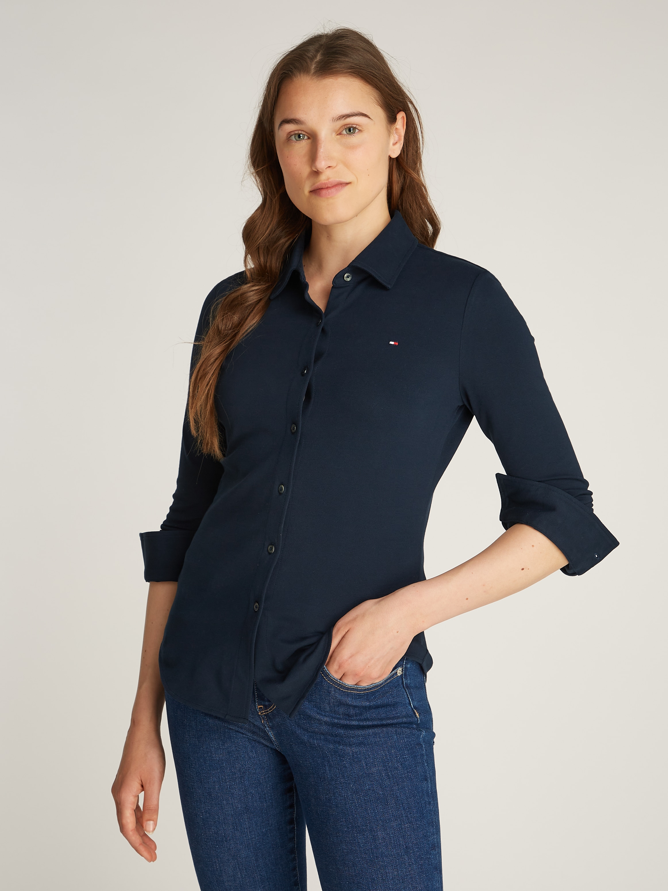 Tommy Hilfiger Poloshirt »1985 SLIM PIQUE BTN DOWN LS«