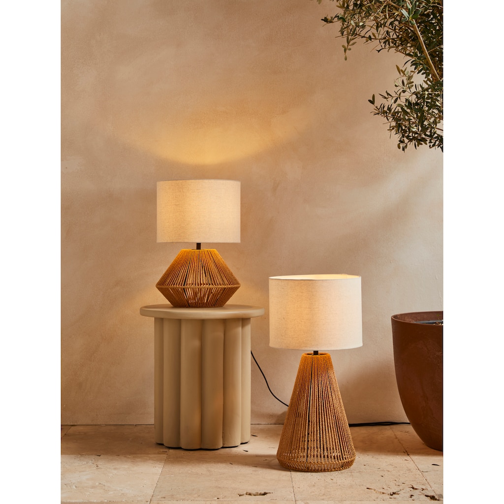 LeGer Home by Lena Gercke Tischleuchte »Zuri«, 1 flammig-flammig, Tischlampe mit Sisalschnur, Leinenschirm / Stoff - beige