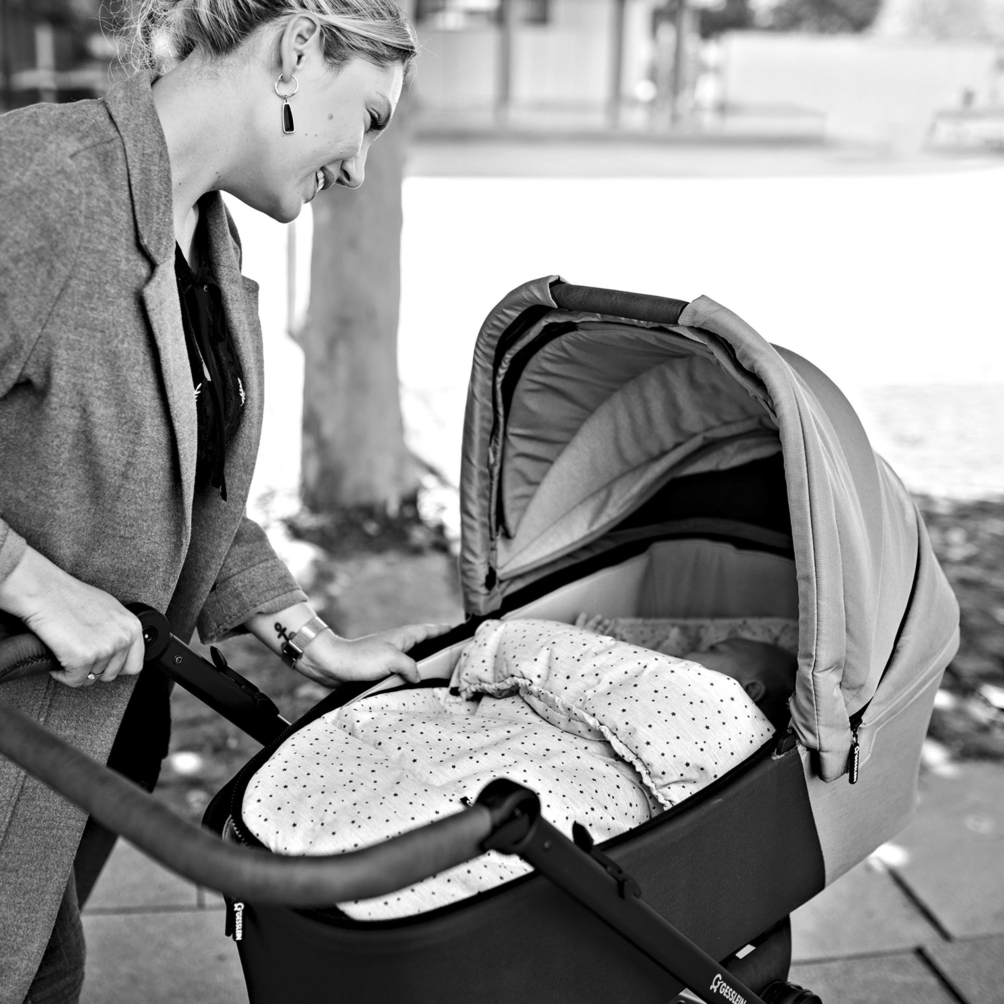 Gesslein Babywanne »Baby Nestchen, grau meliert Reh«, für Kinderwagenwannen, Tragetaschen, Babyschalen oder Sportwagensitz