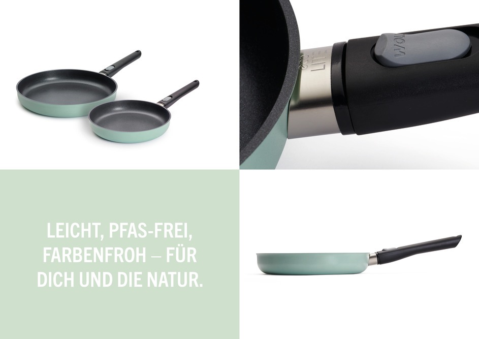 WOLL MADE IN GERMANY Pfannen-Set »Ecolour, 1,5 l + 1,95 l« Aluminiumguss Set, 2 tlg. abnehmbarer Stiel