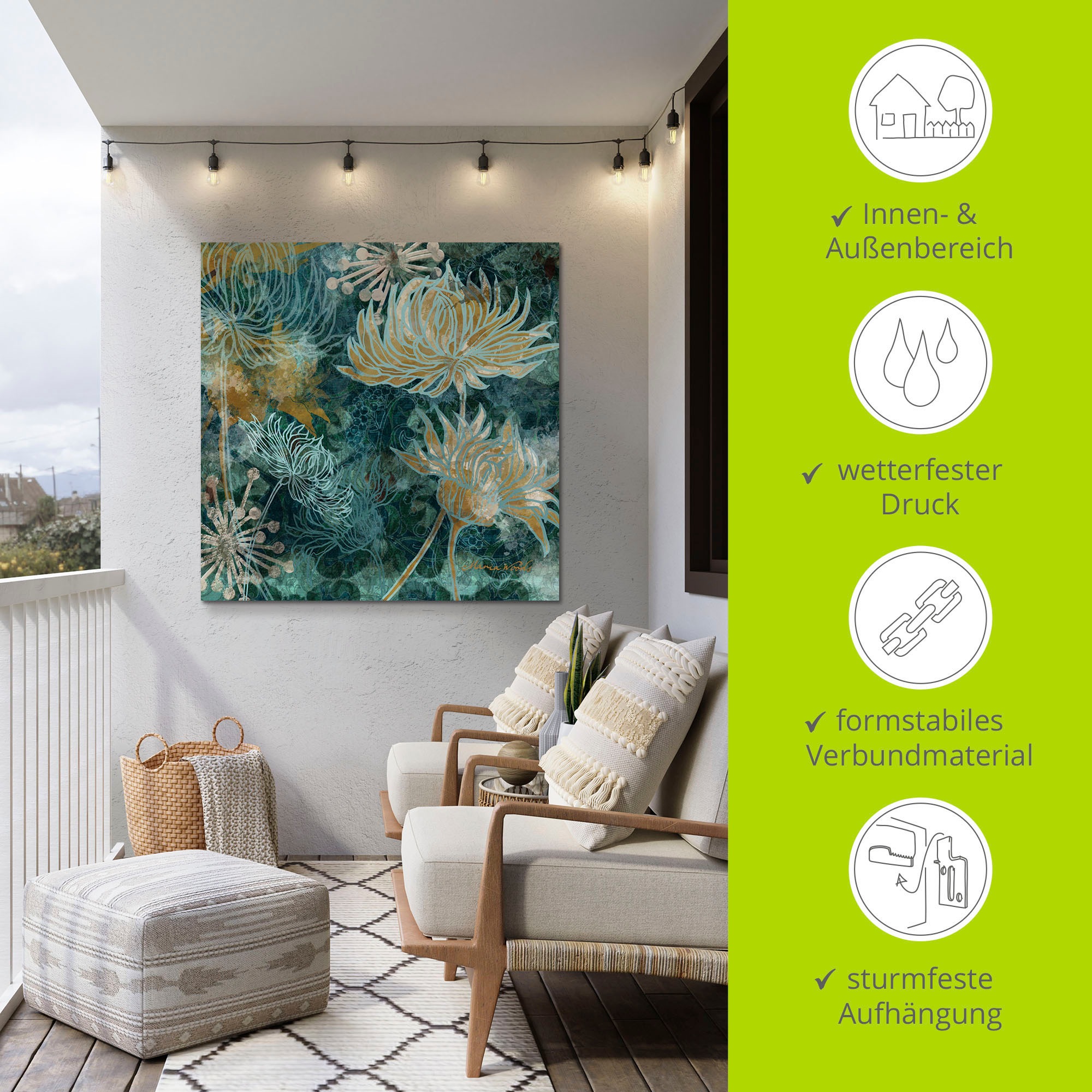 Artland Wandbild »Blaue Chrysanthemen I«, Blumen, (1 St.), als Alubild, Outdoorbild, Leinwandbild, Poster, Wandaufkleber