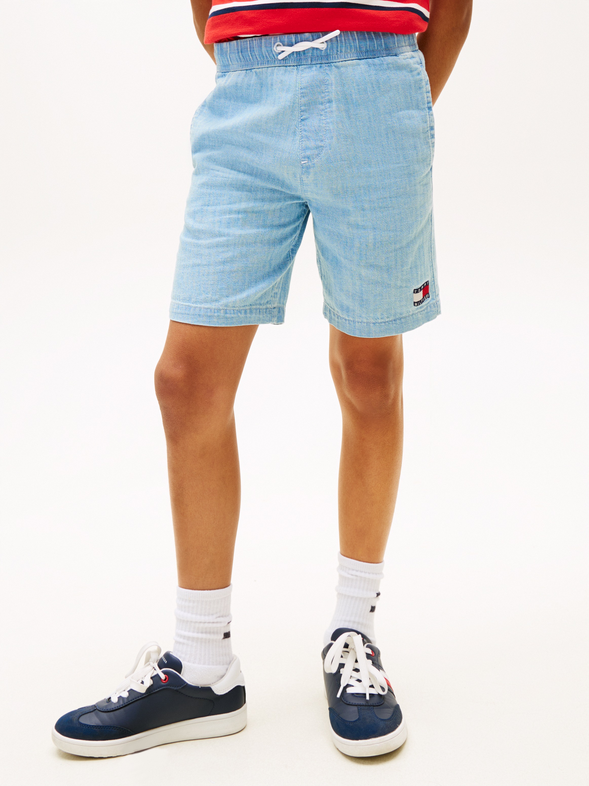 Tommy Hilfiger Shorts "WAVY FLAG HERRINGBONE SHORT" Kinder bis 16 Jahre, relaxed fit