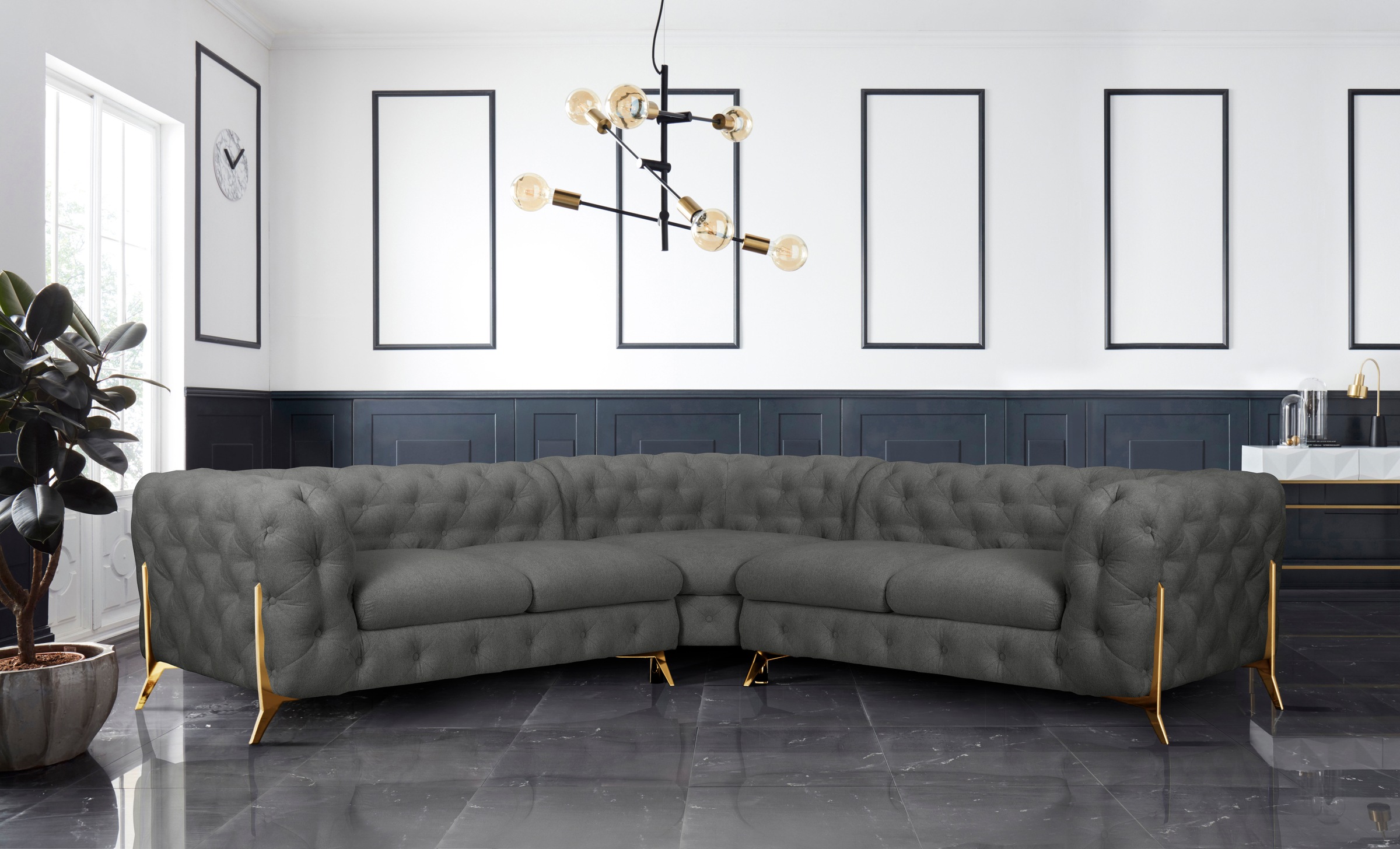 Home affaire Chesterfield-Sofa "Amaury L-Form" Chesterfield-Optik, Breite/T günstig online kaufen