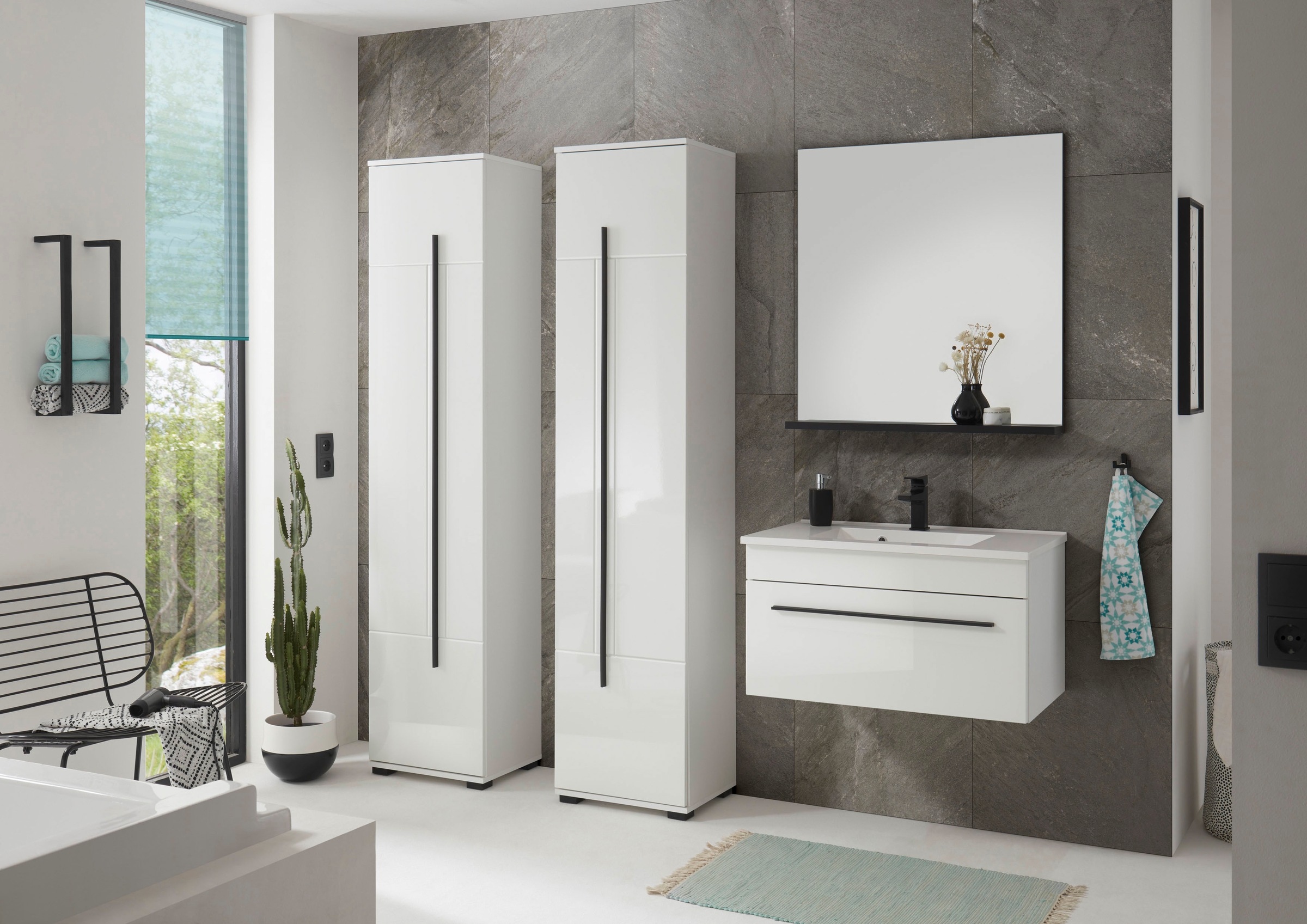 Thumbnail - INOSIGN Badmöbel-Set "Cantara, Bad im modernen Design, 4-teiliges Badezimmer", (Set, 4 St.), Waschtisch, Schränke und Sp...