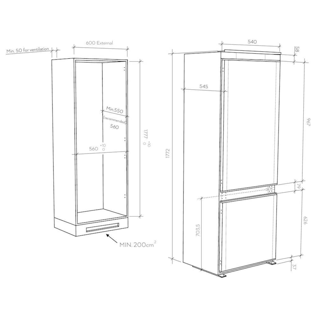 Candy Einbaukühlgefrierkombination »CBT5518EW«, CBT5518EW, 177,2 cm hoch, 54 cm breit