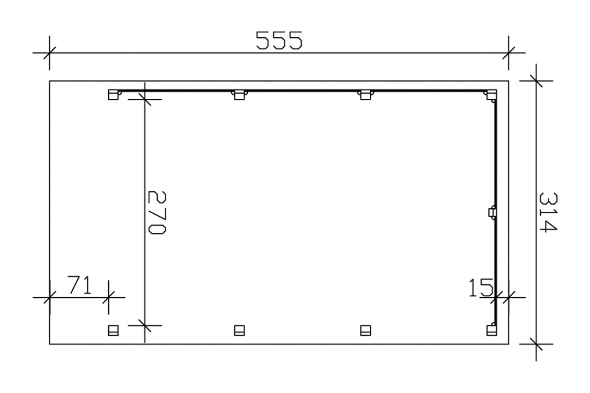 Skanholz Einzelcarport »Friesland 1«, Holz, 270 cm, braun, mit Seiten- und Rückwänden