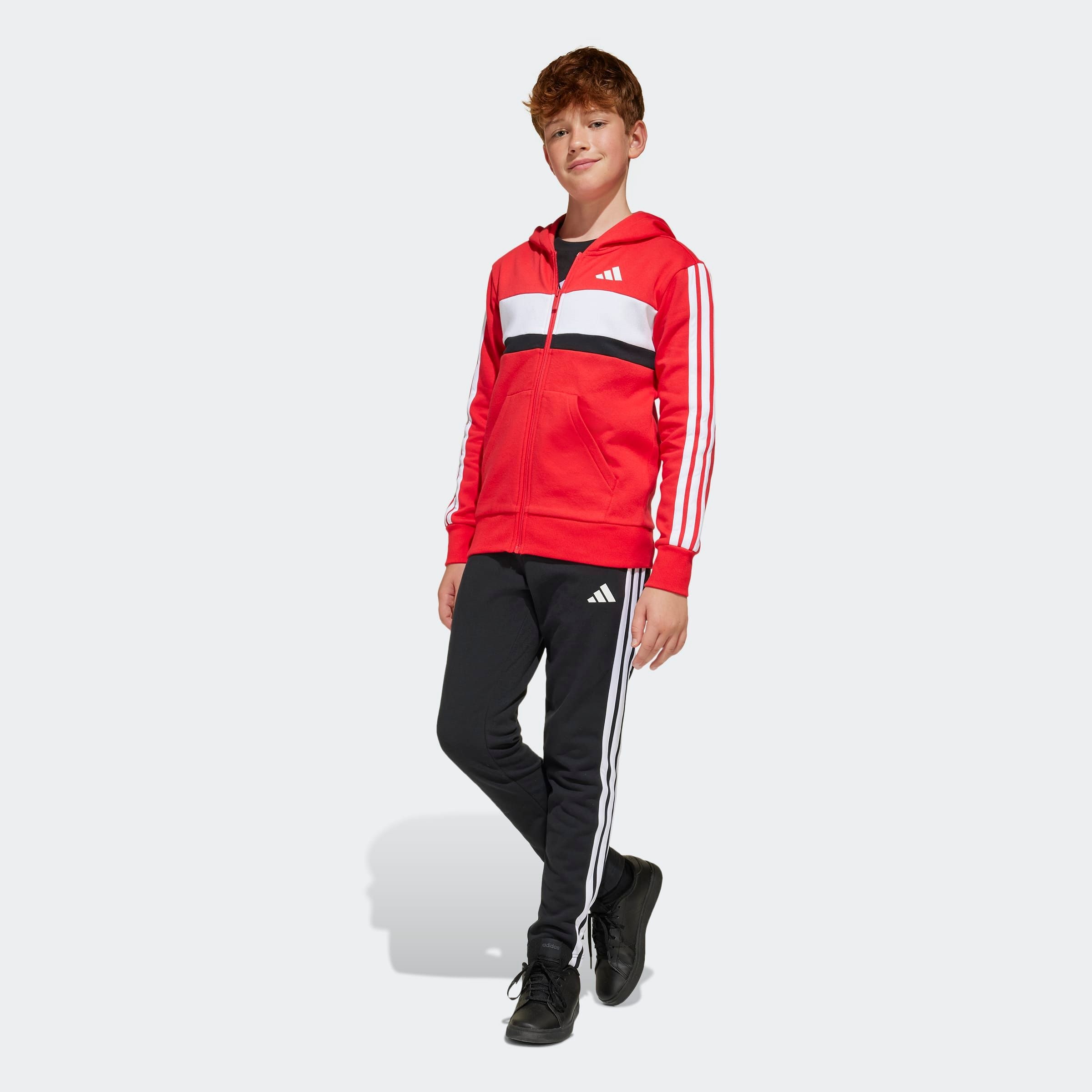 Jungen Trainingsanzug "J 3S TIB FL TS", rot, Gr. 164, ADIDAS SPORTSWEAR, Obermaterial: 70% Baumwolle, 30% Polyester, Sportanzüge