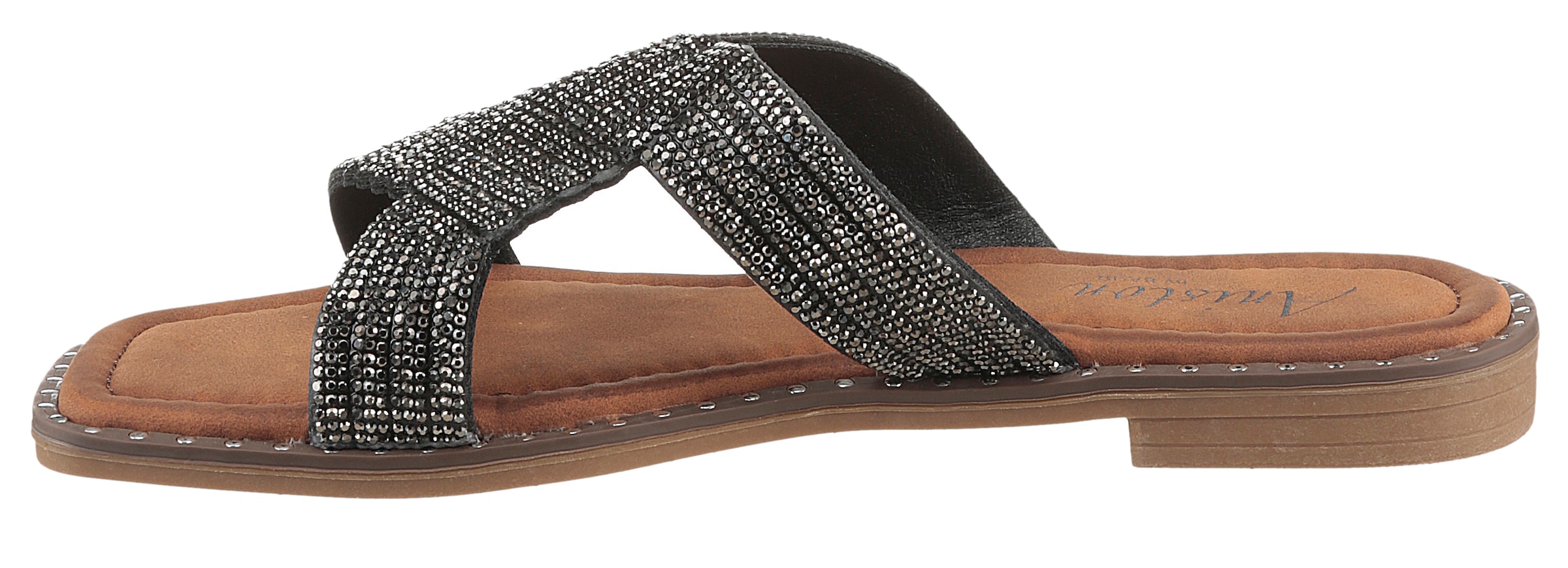 Aniston SHOES Pantolette, Flat, Sommerschuh, Strandschuh, Glitzersteine - NEUE KOLLEKTION