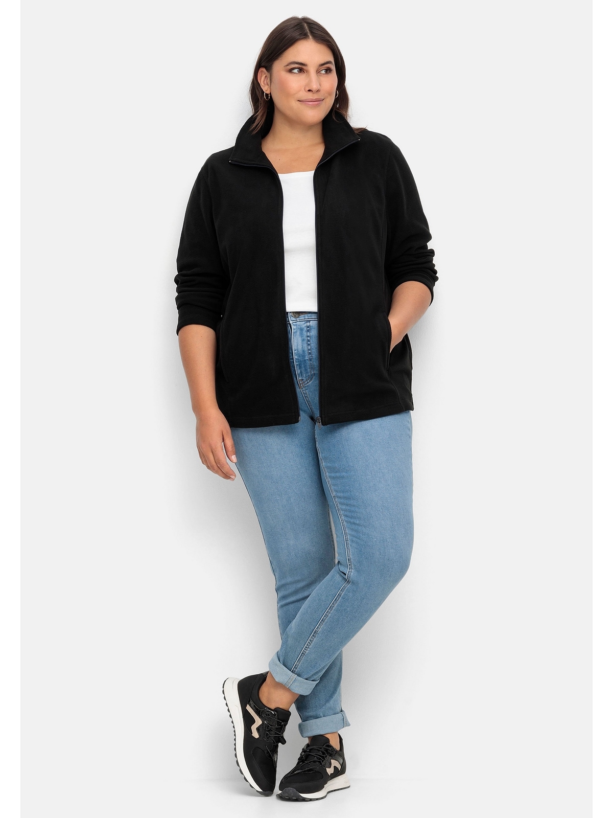 Sheego Strickjacke »Große Größen«, mit Reißverschluss