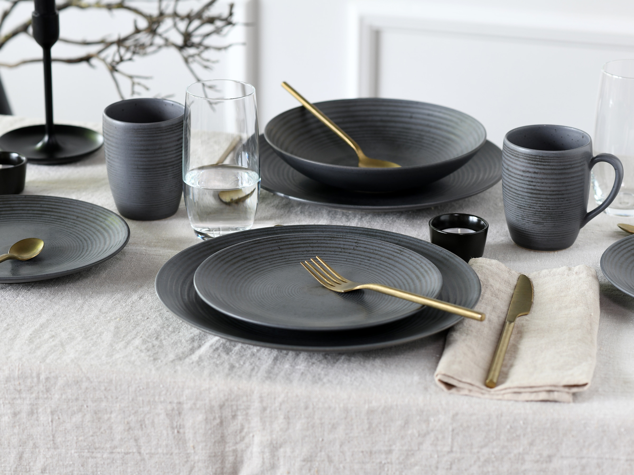 CreaTable Kombiservice »Catania, Service 16-tlg.« Italienische Eleganz, Vulkanoptik