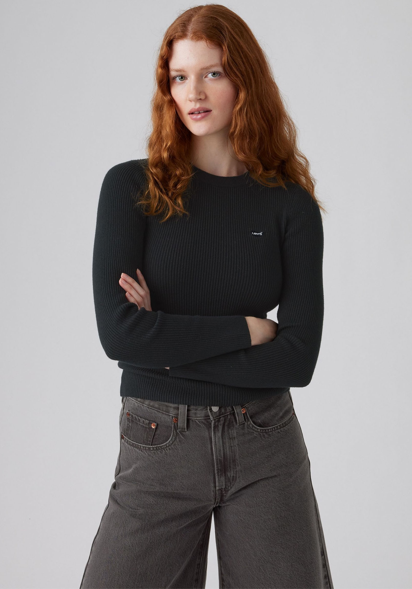 Levi's® Rundhalspullover »RIB CREW SWEATER«, Geripptes Strickmuster