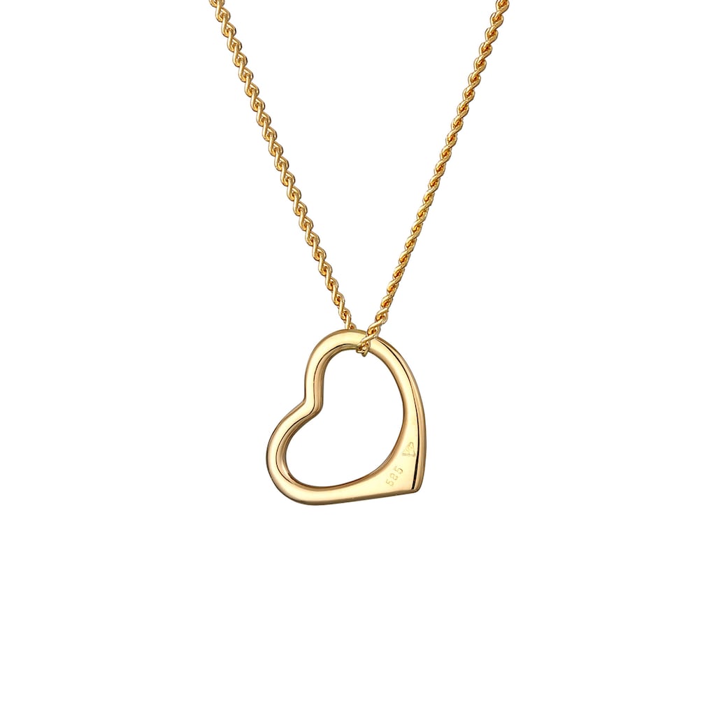 Elli Premium Kette mit Anhänger »Herz Liebe Klassisch Hochwertig 585 Gelbgold«