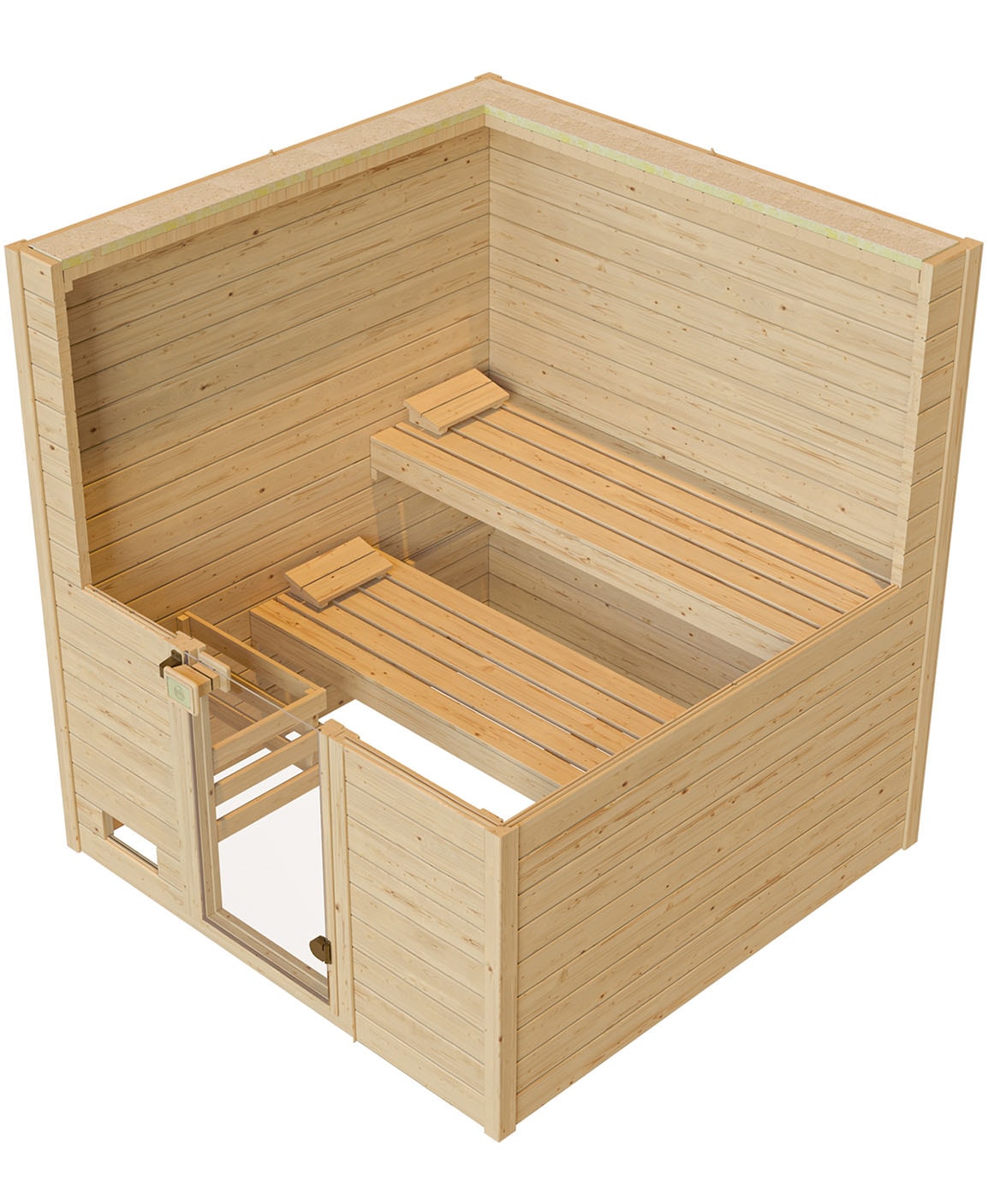 weka Sauna »Massivholzsauna VALIDA 3«, Blockbohlen, moderne Ganzglastür
