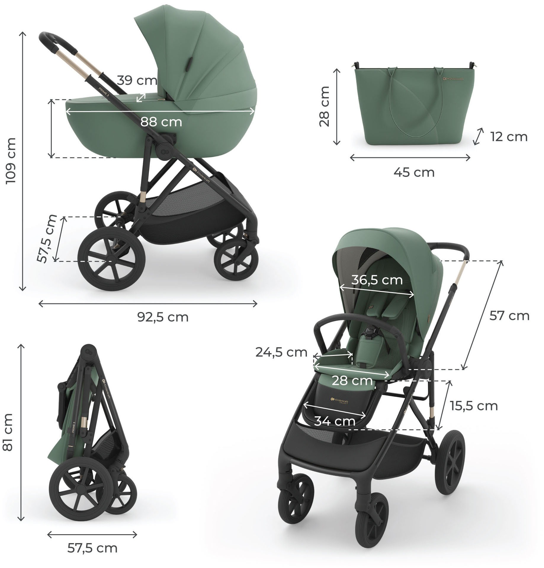 Kinderkraft Kombi-Kinderwagen »PRIME 3 2in1« 22 kg
