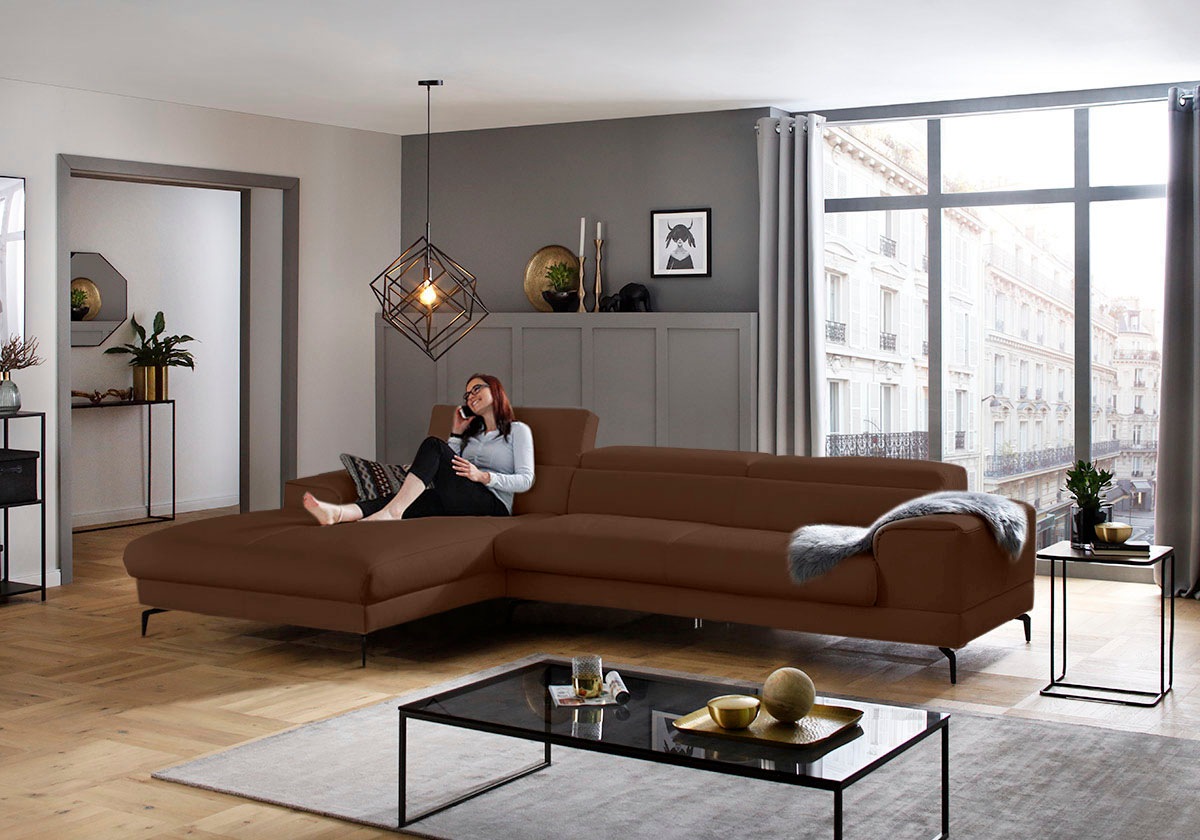 Thumbnail - W.SCHILLIG Ecksofa "piedroo, Designsofa mit tollem Sitzkomfort, bequem, L-Form", Kopfteilverstellung, wahlweise mit Sitz...