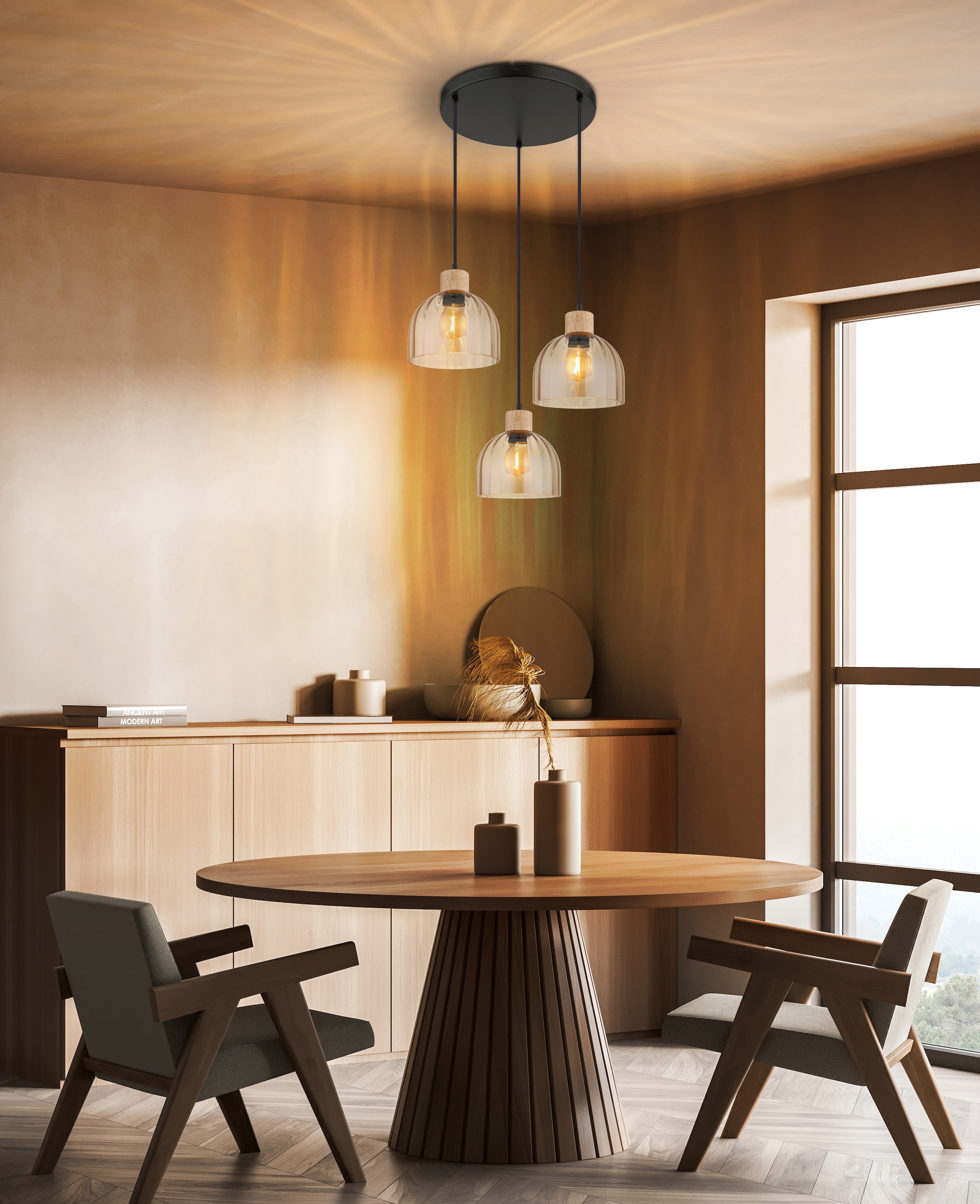 GLOBO LIGHTING Hängeleuchte »SWANSON« E27 1 Stk. Hängeleuchte mit Glas amber, warmes Licht, stilvoll elegant