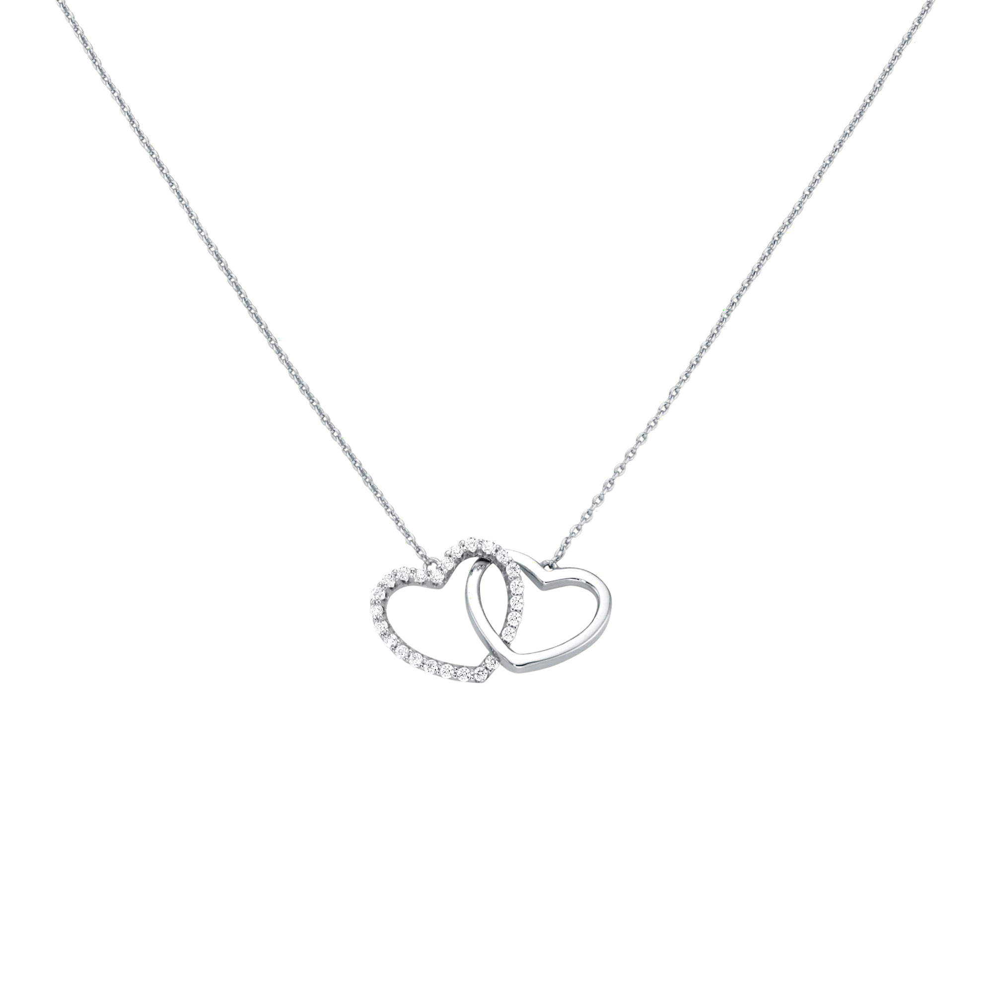 GIORGIO MARTELLO MILANO Collier »zwei Herzen, mit weißen Zirkonia, Silber 925«