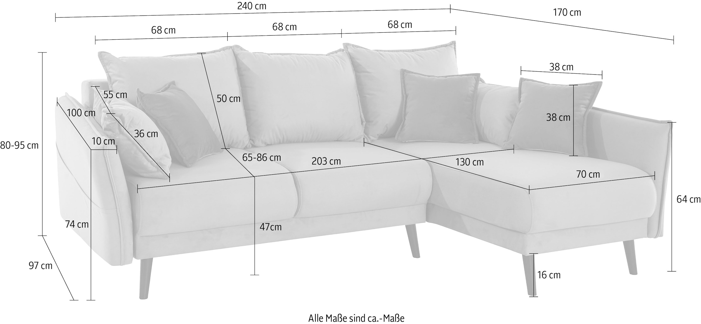 Home affaire Ecksofa »Granbo L-Form«, incl. Bettfunktion und Bettkasten, Federkern-Polsterung, Seitentasche