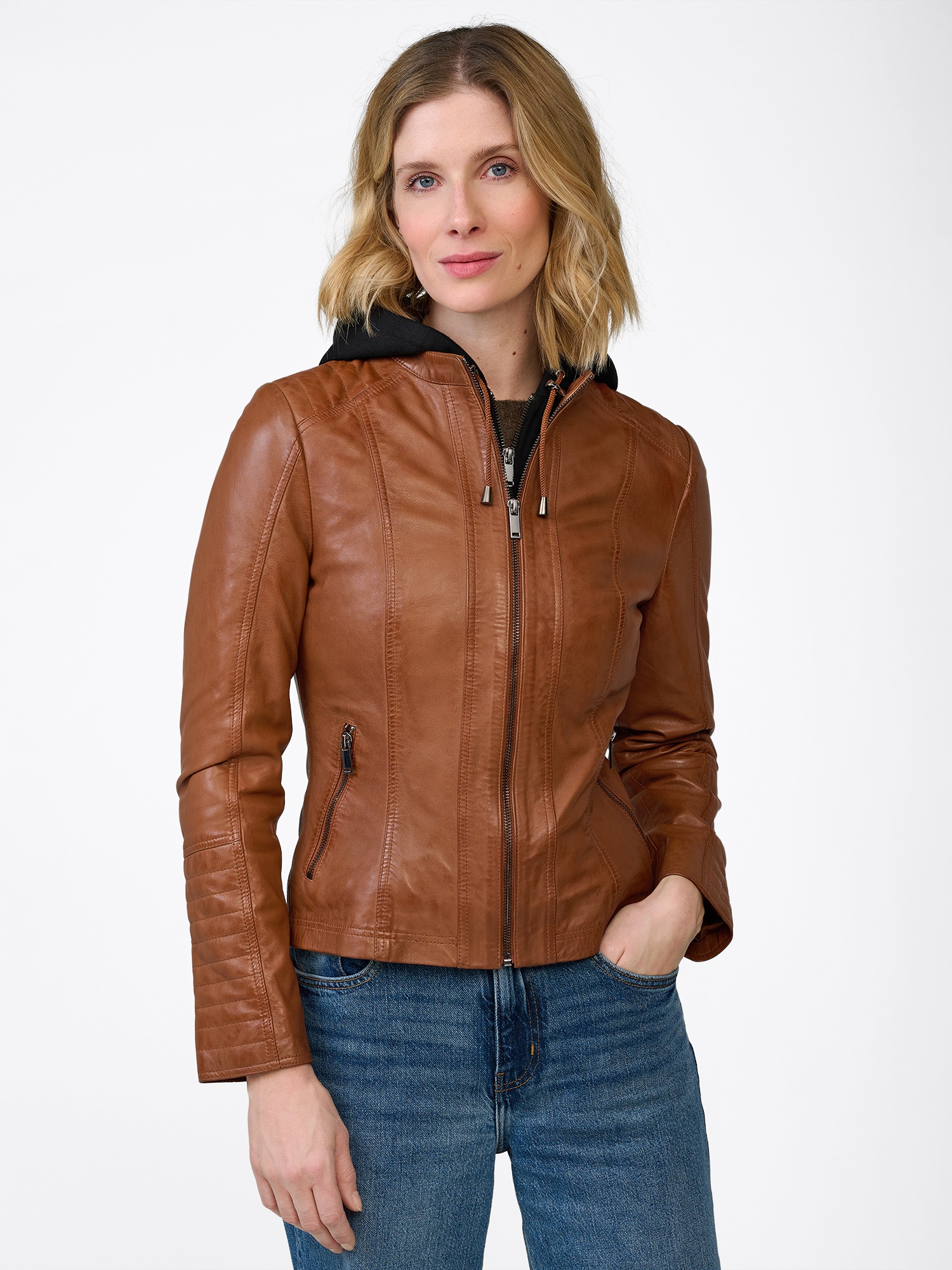 RICANO Bikerjacke »Lederjacke Rania« Handgefertigt aus echtem Leder