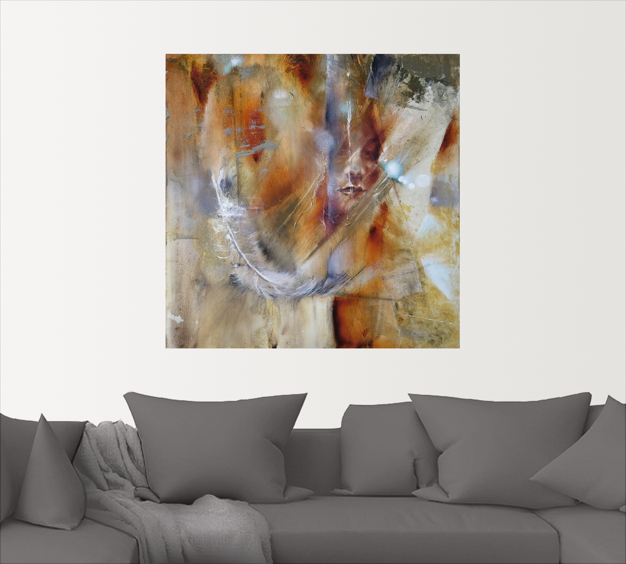 Artland Wandbild »Cora mit Feder«, Frau, (1 St.), als Alubild, Outdoorbild, Leinwandbild, Poster, Wandaufkleber