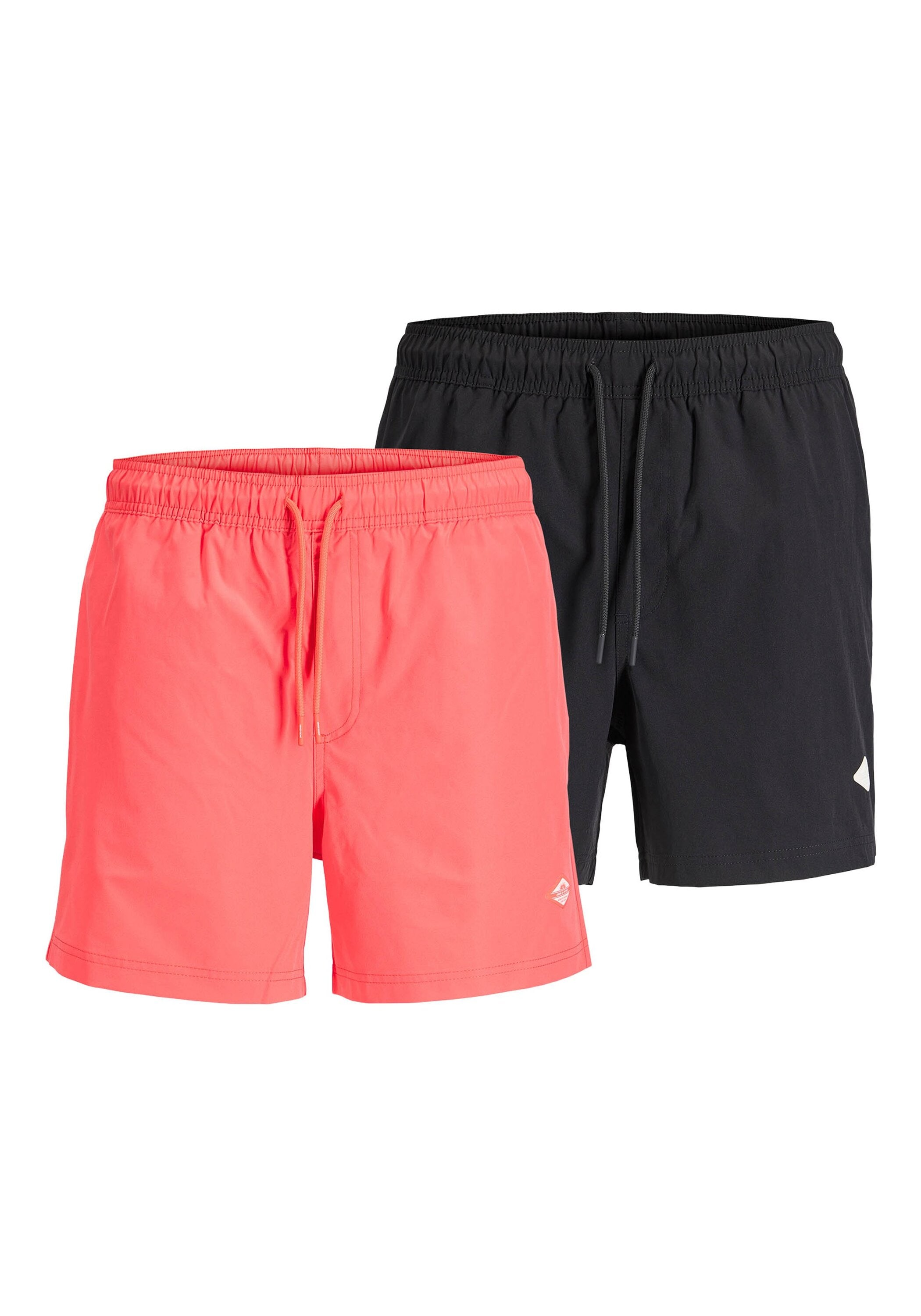 Badeshorts JACK & JONES "Badeshorts JPSTMAUI TROPIC SOLID SWIM SHORTS MP 2P 2er Pack", Herren, Gr. XXL, N-Gr, bunt (orange, schwarz), Obermaterial: 100% Polyester PES., Badehosen Badeshorts