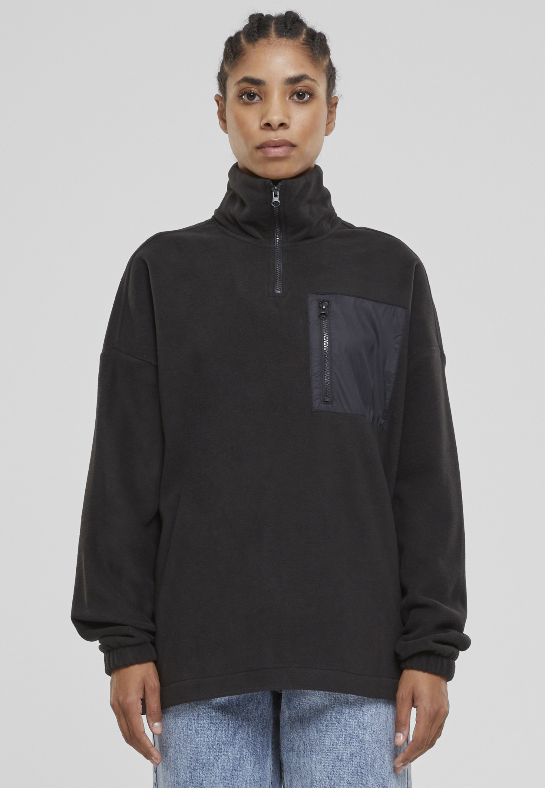 URBAN CLASSICS Sweater »Urban Classics Damen Ladies Polar Fleece Troyer«
