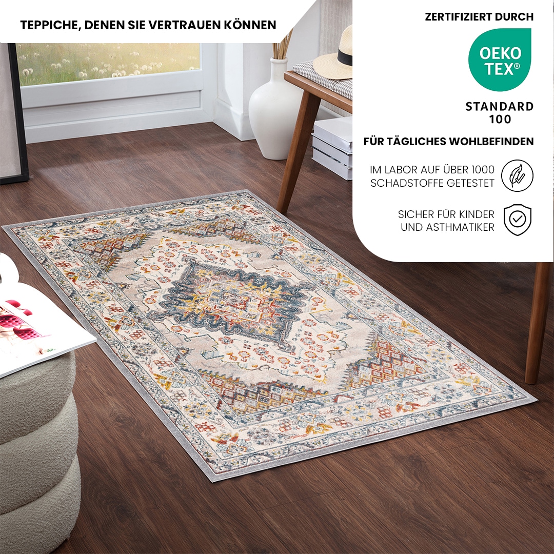 Livabliss Teppich »CASABLANCA« rechteckig 12 mm Höhe Vintage Orientteppich, Kurzflor Boho Wohnzimmerteppich, Läufer