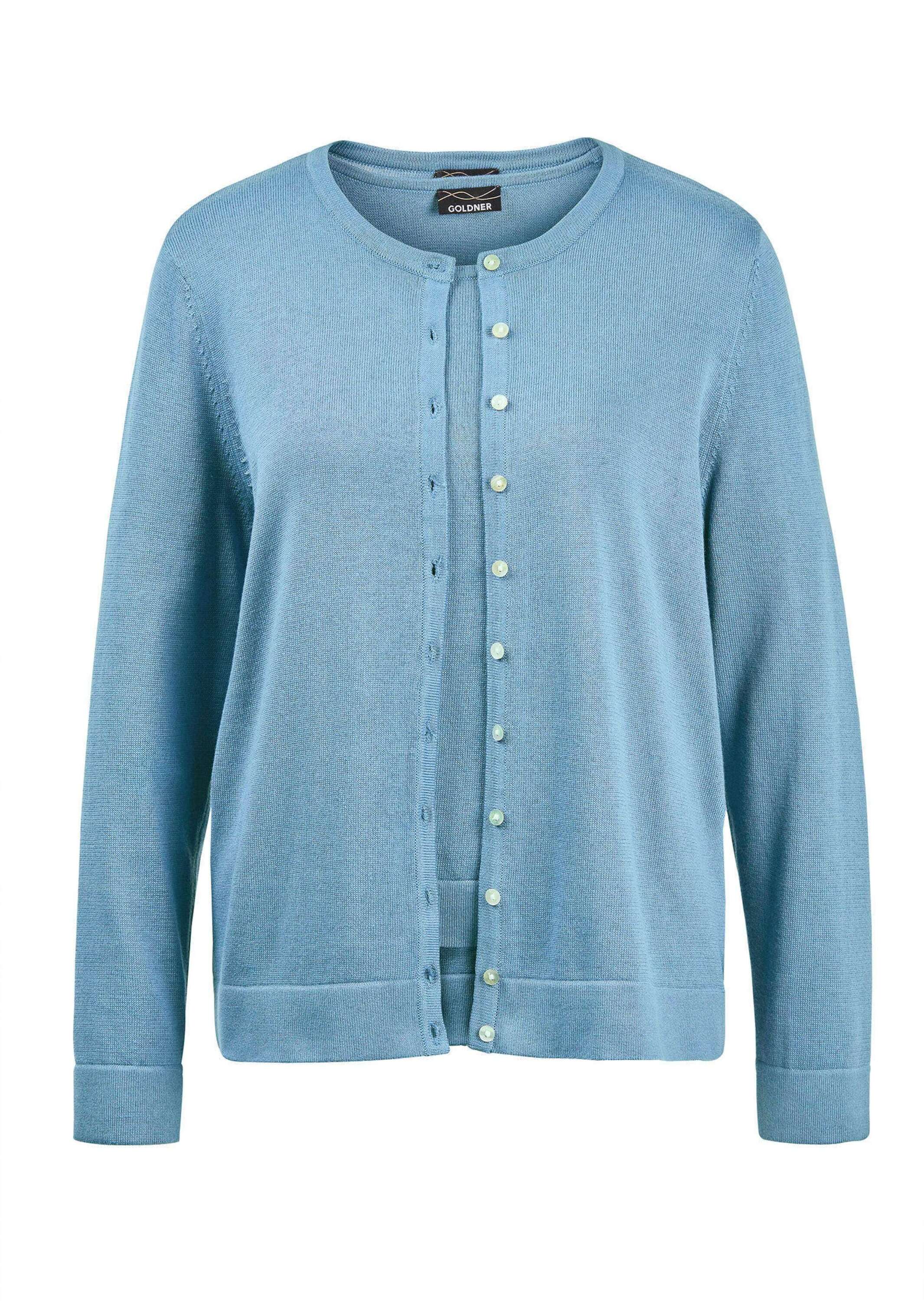 GOLDNER Strickpullover "Kurzgröße Figurnahes Twin-Set aus Pima-Baumwolle" Ohne