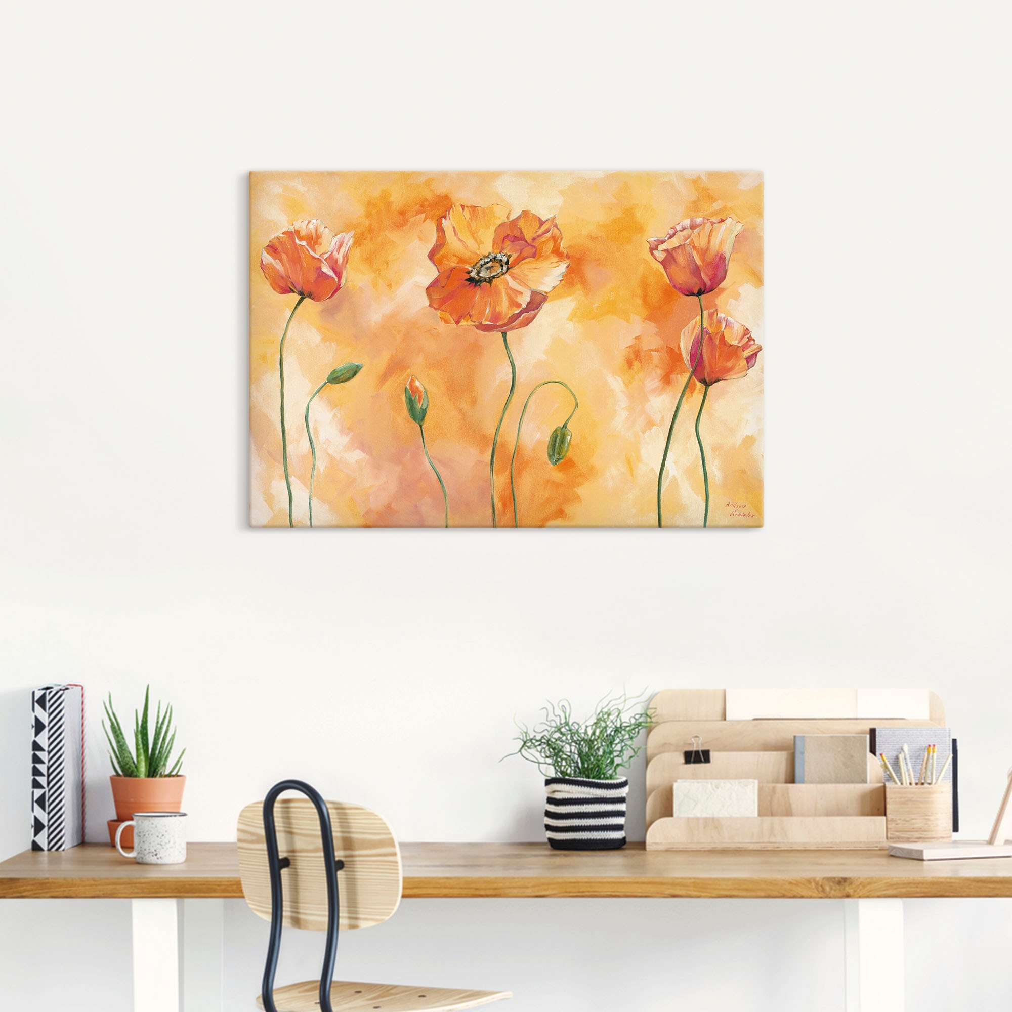 Artland Leinwandbild "Mohnkomposition" Blumen 1 Stk. tlg. auf Holzrahmen ge günstig online kaufen