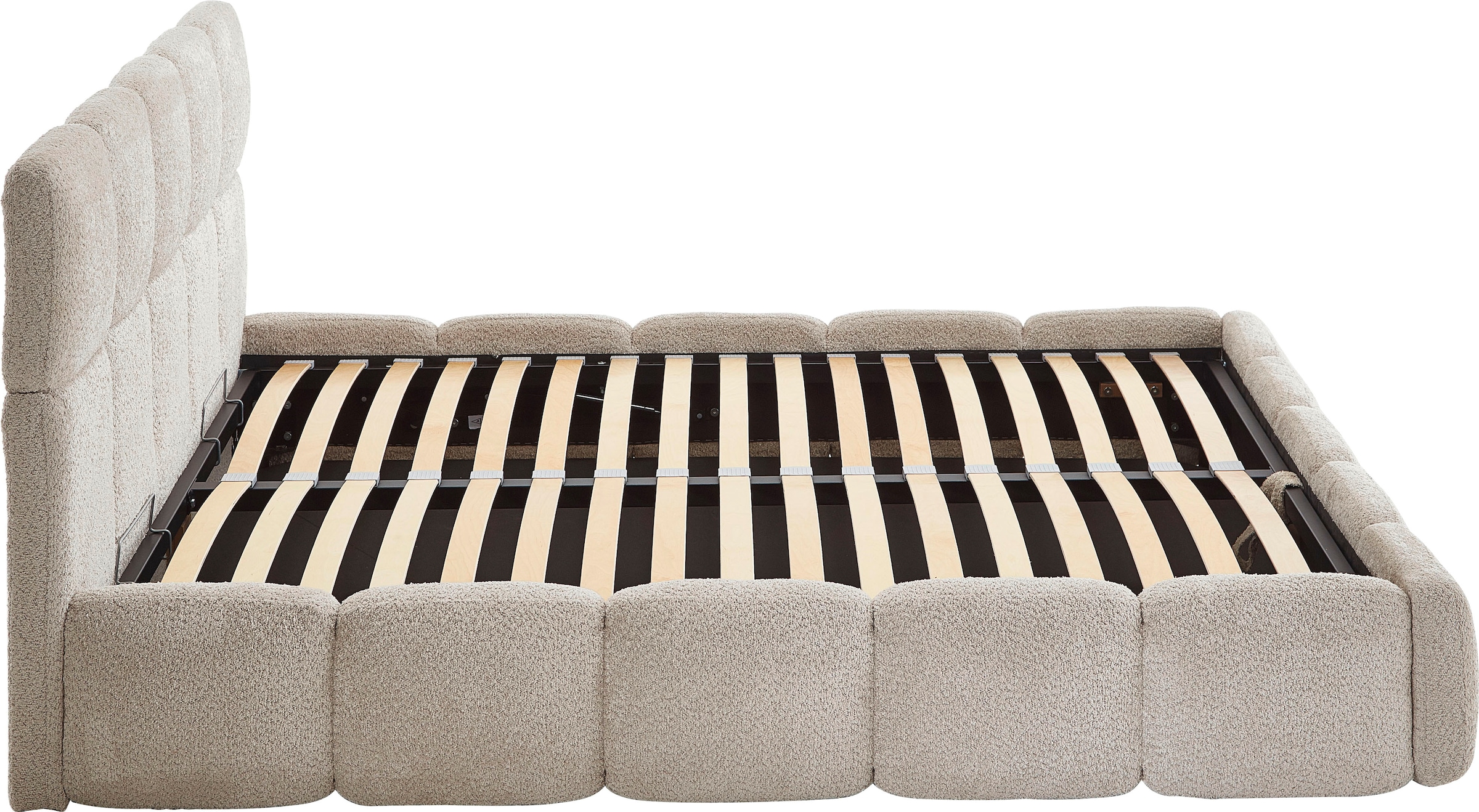 ATLANTIC home collection Polsterbett »"Jane" mit großen Stauraum«, luxurious gepolstertes Kopfteil und Rahmen, Bezug mit Bouclécharakter