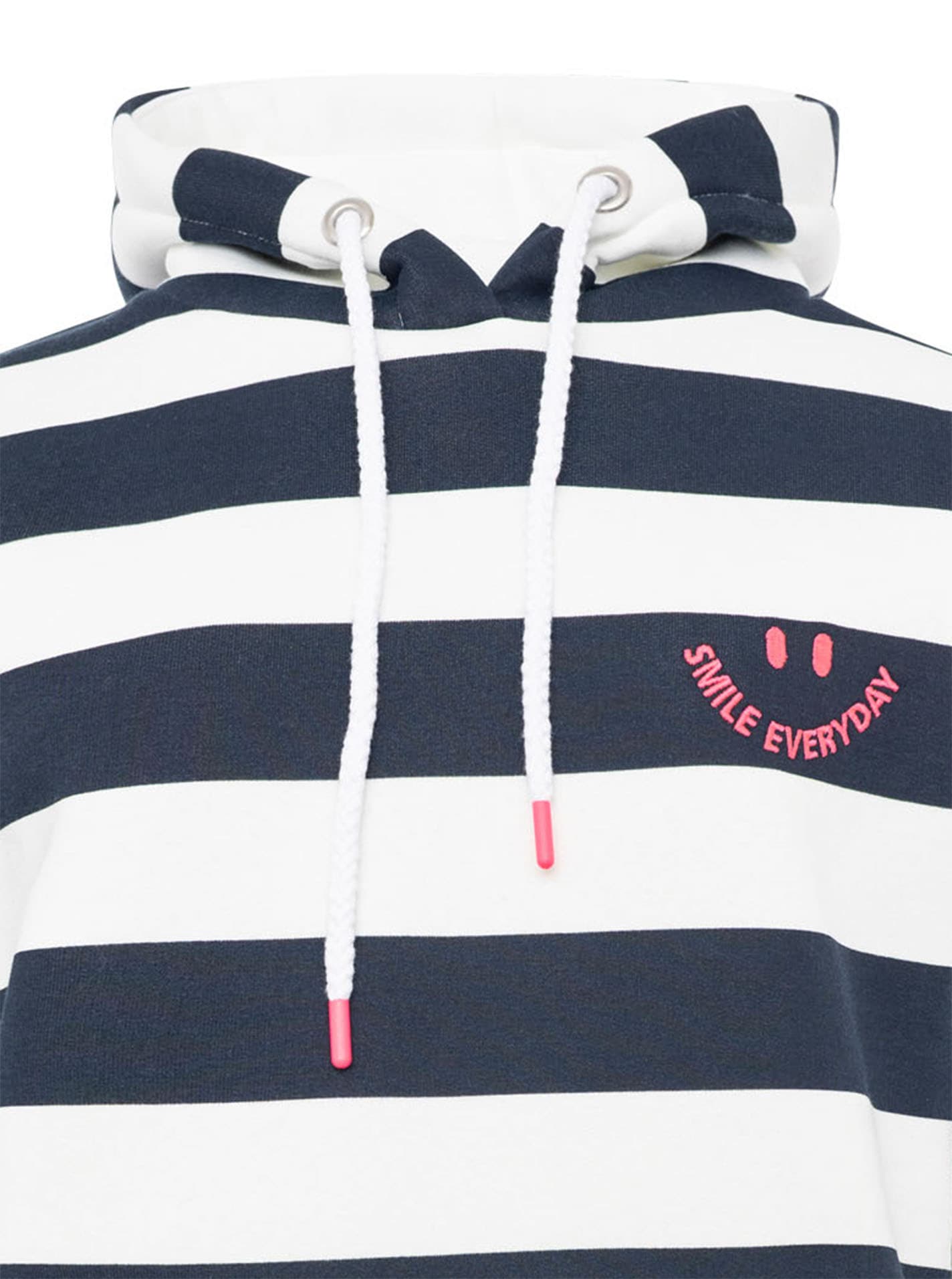 Zwillingsherz Hoodie »"Streifen Smile Everyday"«, Blockstreifen, pinke Stickerei, Kängurutasche, Kapuze
