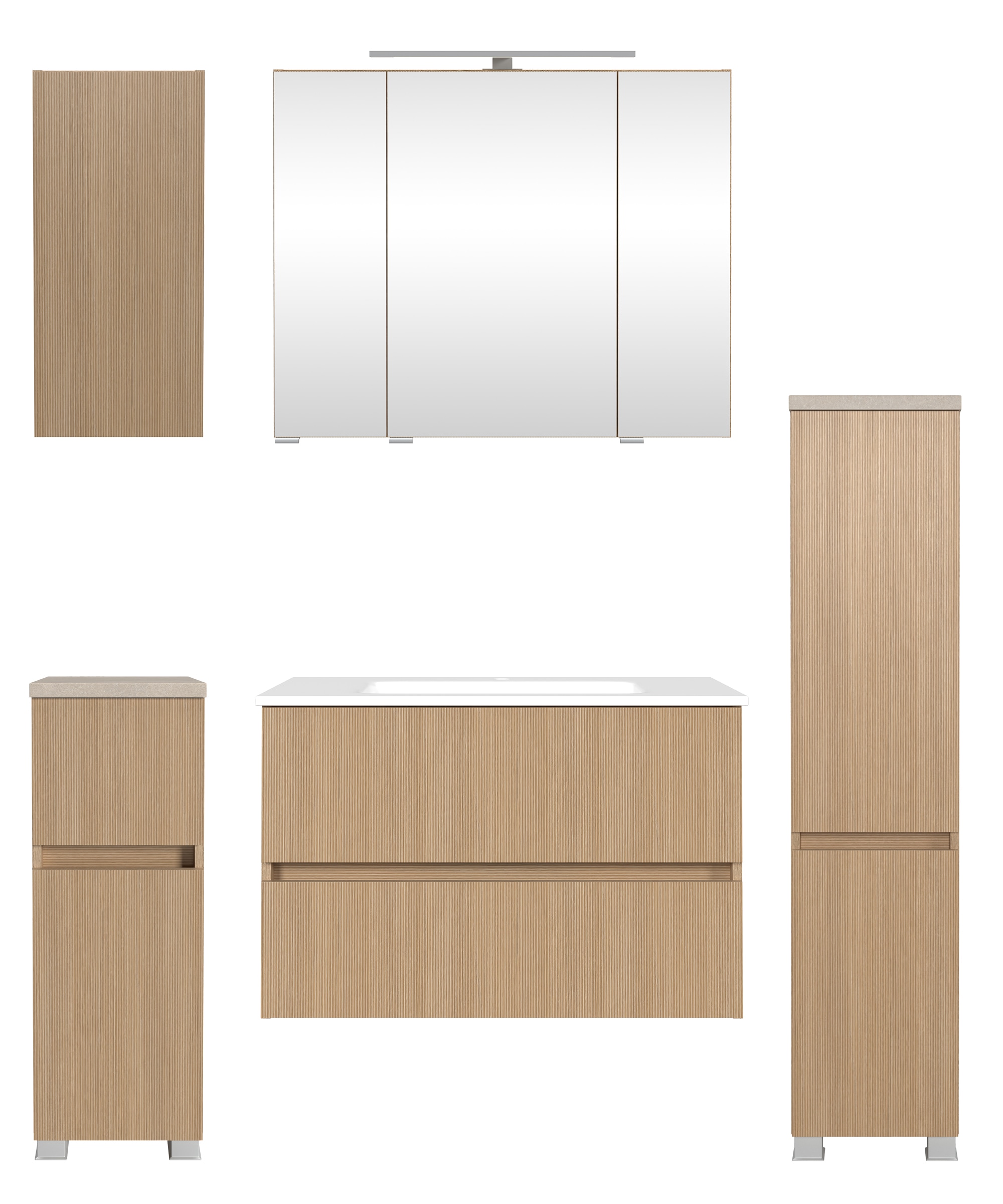 welltime Badmöbel-Set "Set 140 cm breit, Badmöbel mit LED-Beleuchtung", Hel günstig online kaufen