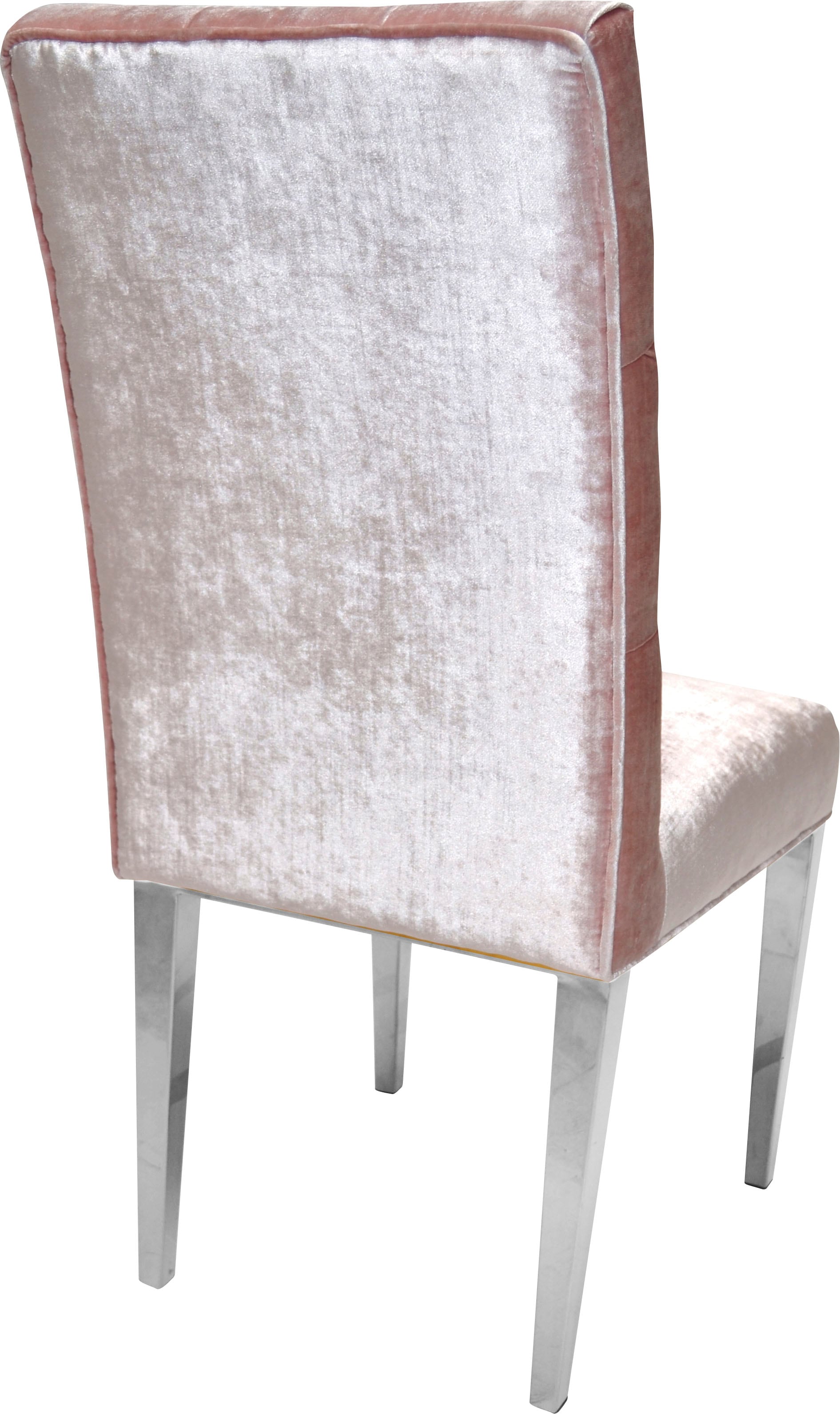 Leonique Stuhl »Pinky«, (Set), 2 St., Samtvelours, Knopfheftung am Rücken und silberfarbenen Metallfüßen, Polsterstuhl