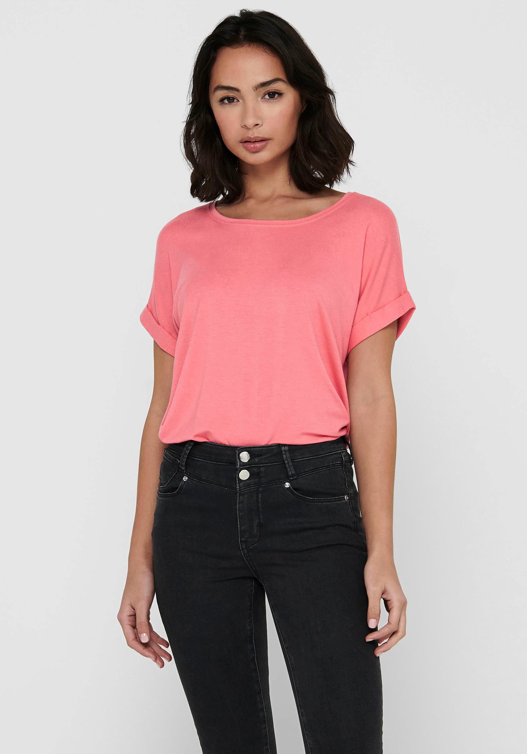 ONLY "ONLMOSTER – Kurzarmshirt mit Aufschlag und klassischem Look" unifarbe günstig online kaufen