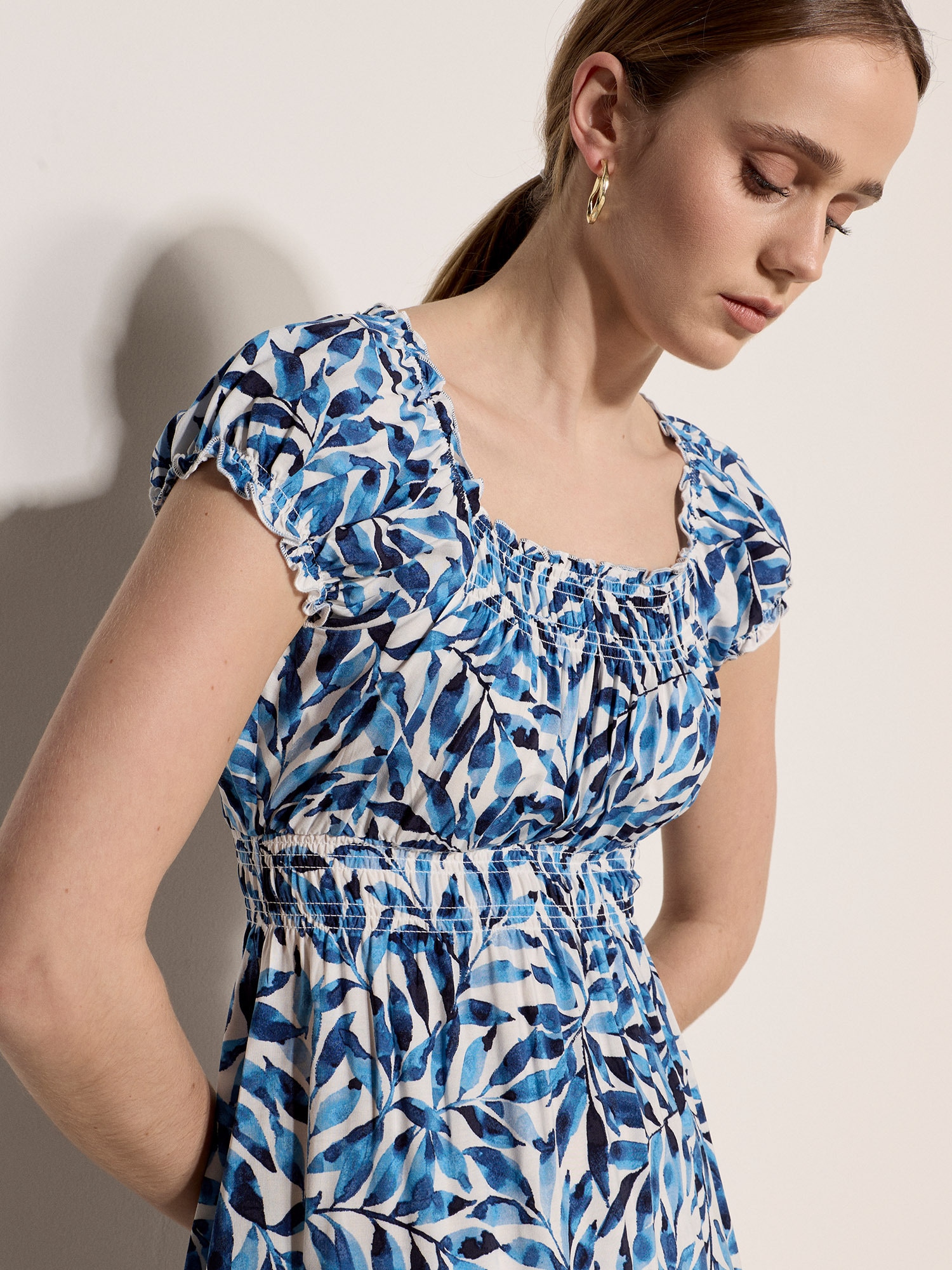 Apricot Druckkleid »Midikleid« mit Blattmuster