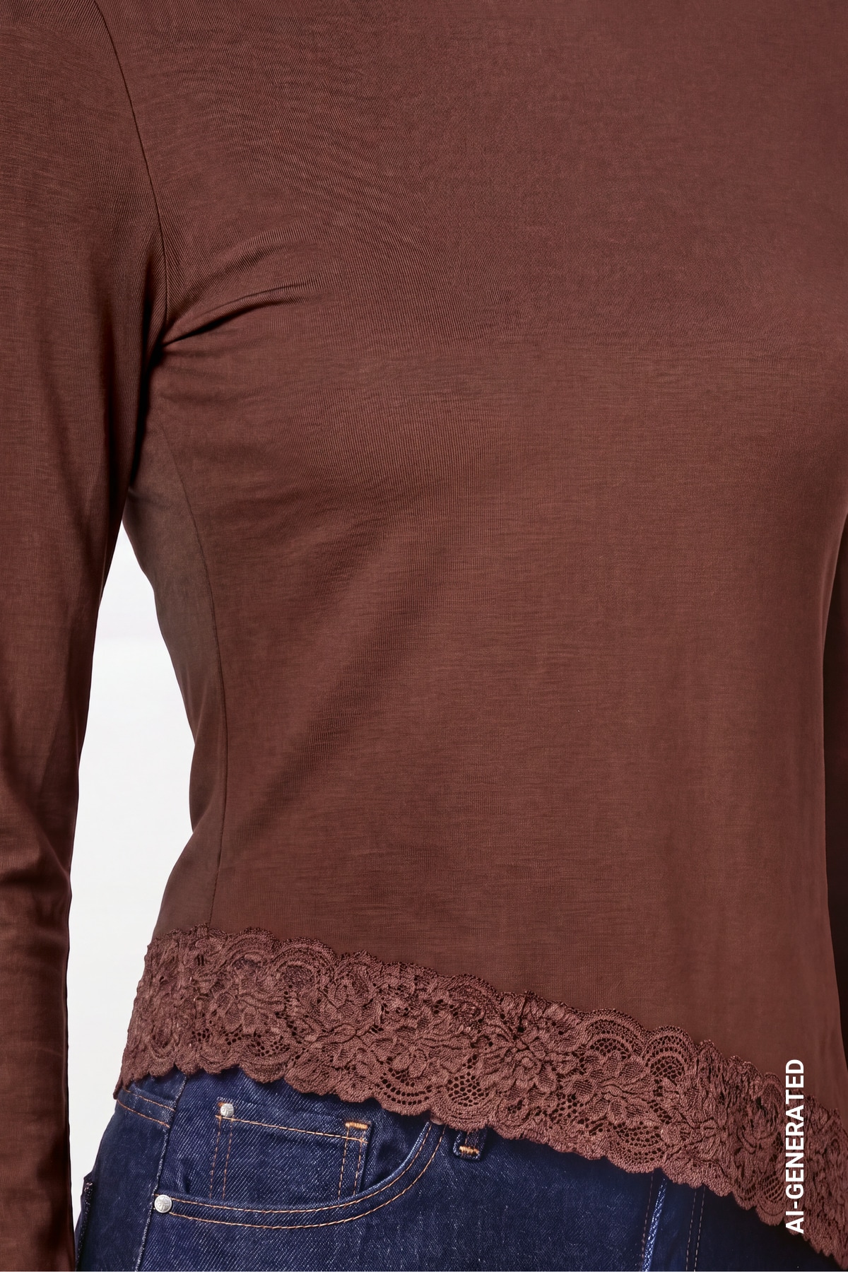 Monari Langarmshirt »Shirt Spitzensaum« Regular fit mit Spitzenkante