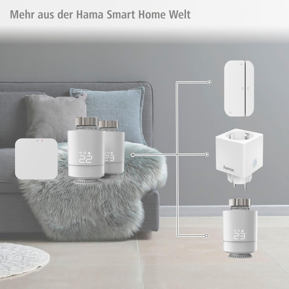 Hama Smart-Home Starter-Set »WLAN Heizungssteuerung, Set 2x smart Heizungsthermostat«, (Heizkörperthermostat), Hub + Adapter