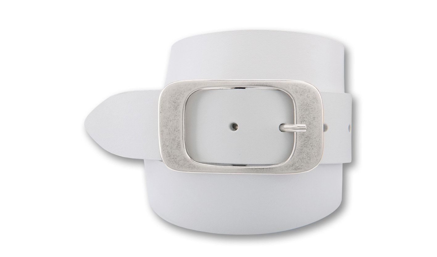 BERND GÖTZ Damen Ledergürtel "Ledergürtel mit auffallender, flächiger Schließe"weiß, Gr. 85, Rindsleder, Gürtel