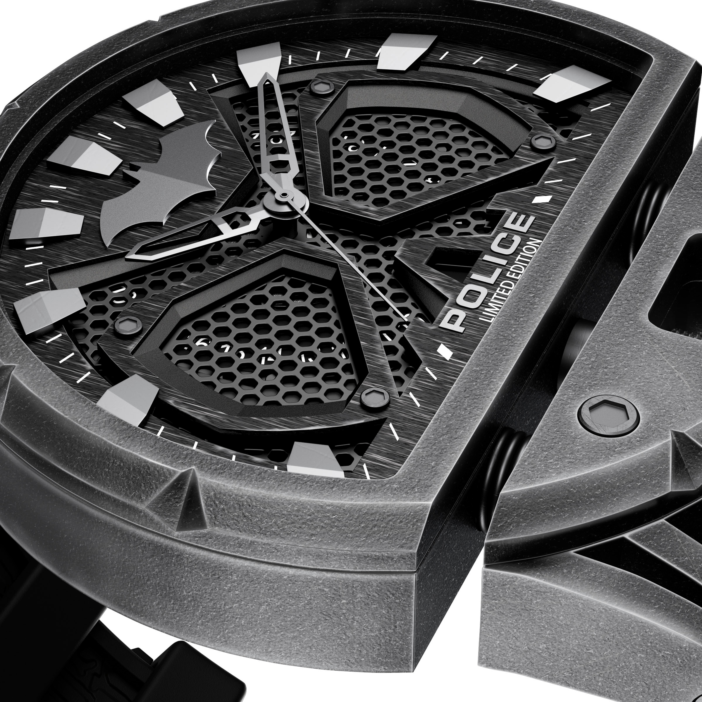 Police Quarzuhr »BATMAN DARK SIDE«, Armbanduhr, Herrenuhr, Silikonarmband, analog, Datum