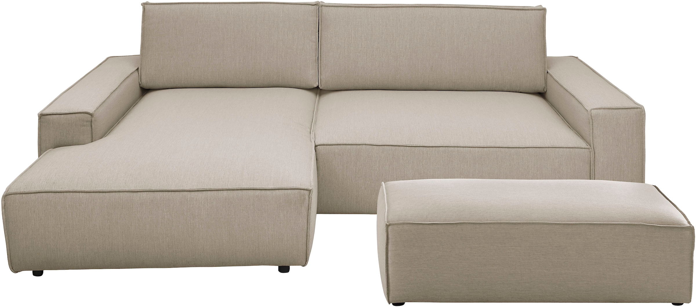 Home affaire Polsterecke »NEU: SHERWOOD XXL tief, L-Form mit Schlaffunktion, Big-Sofa mit Hocker«, (Set, 2 St.), stellbar zum Schlafsofa (Krokodilverbinder), Cord, Leinenoptik