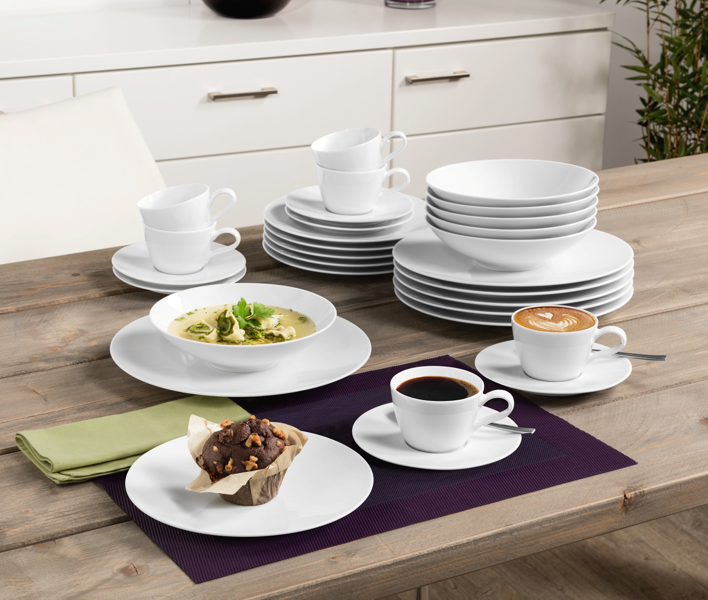 Seltmann Weiden Kombiservice »Geschirr-Set, Service Life«, (Set, 30 tlg.), Teller Set, Tassen, weiß, Made in Germany, 30 Teile, für 6 Personen
