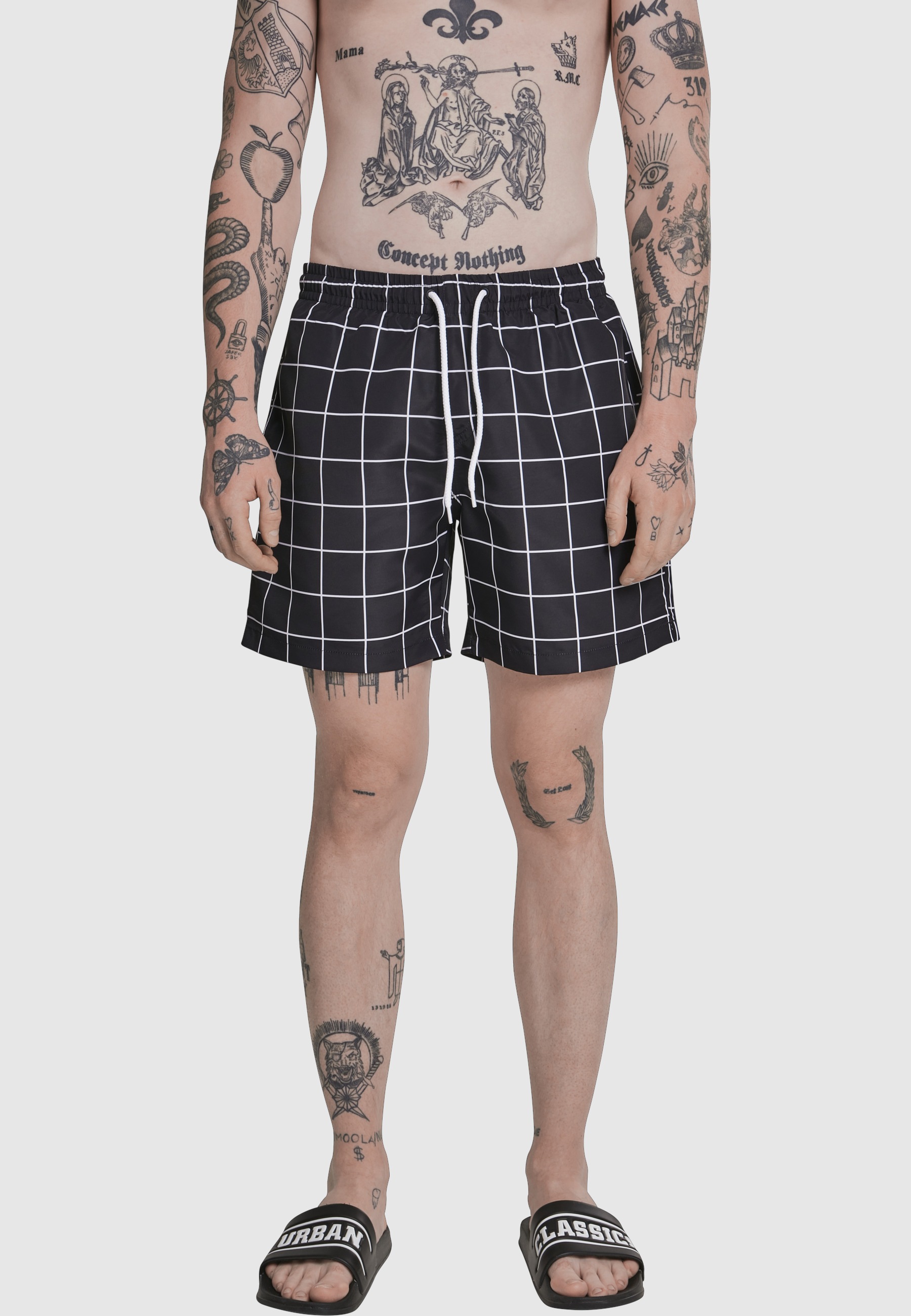 URBAN CLASSICS Badeshorts »Urban Classics Herren Check Swim Shorts«